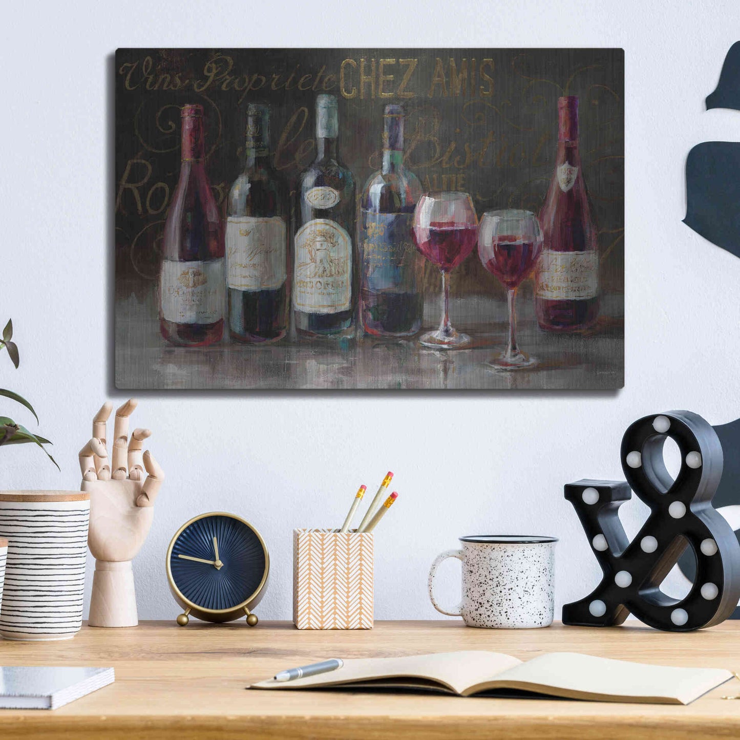 Luxe Metal Art 'Bistro Reds v.2 Crop' by Danhui Nai, Metal Wall Art,16x12