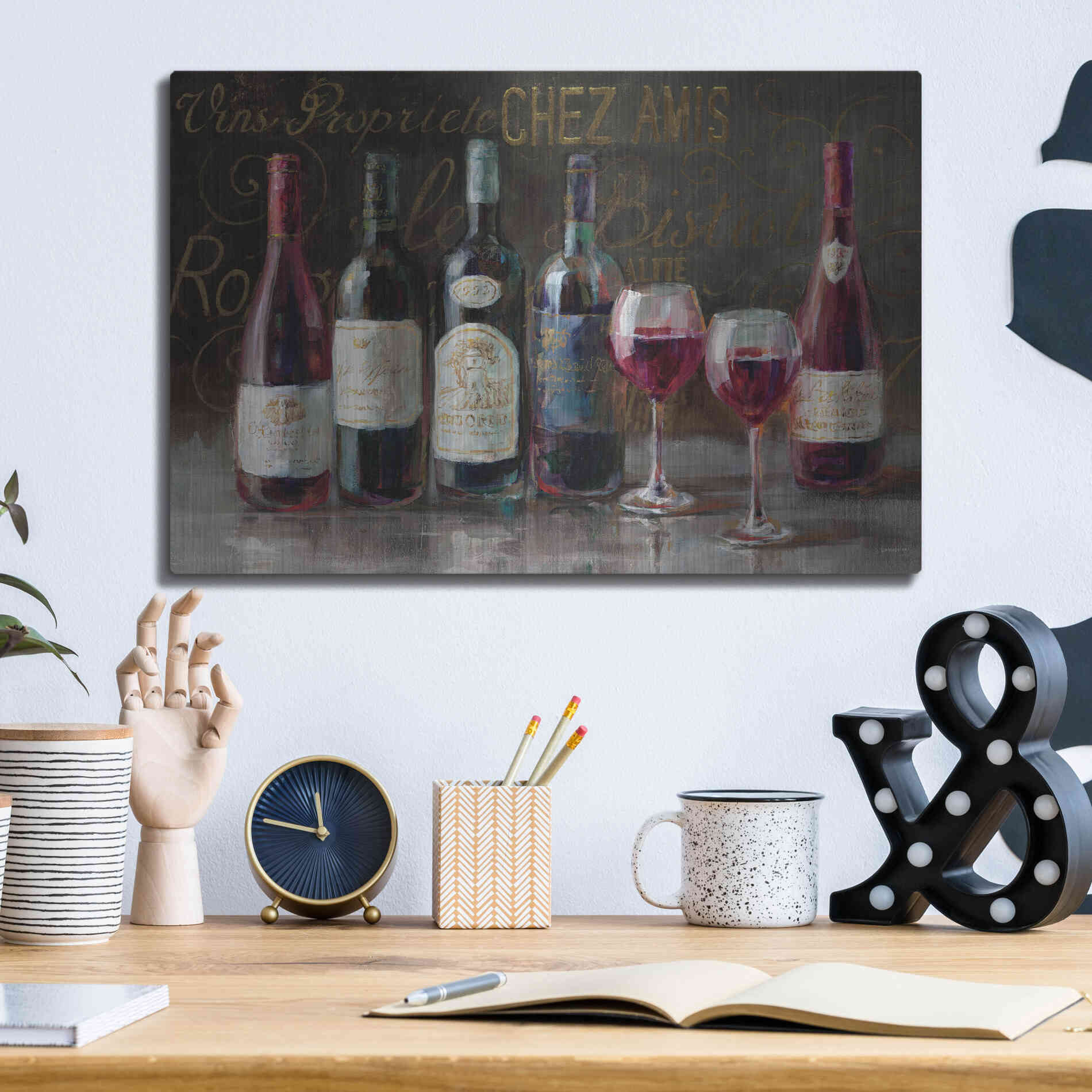 Luxe Metal Art 'Bistro Reds v.2 Crop' by Danhui Nai, Metal Wall Art,16x12