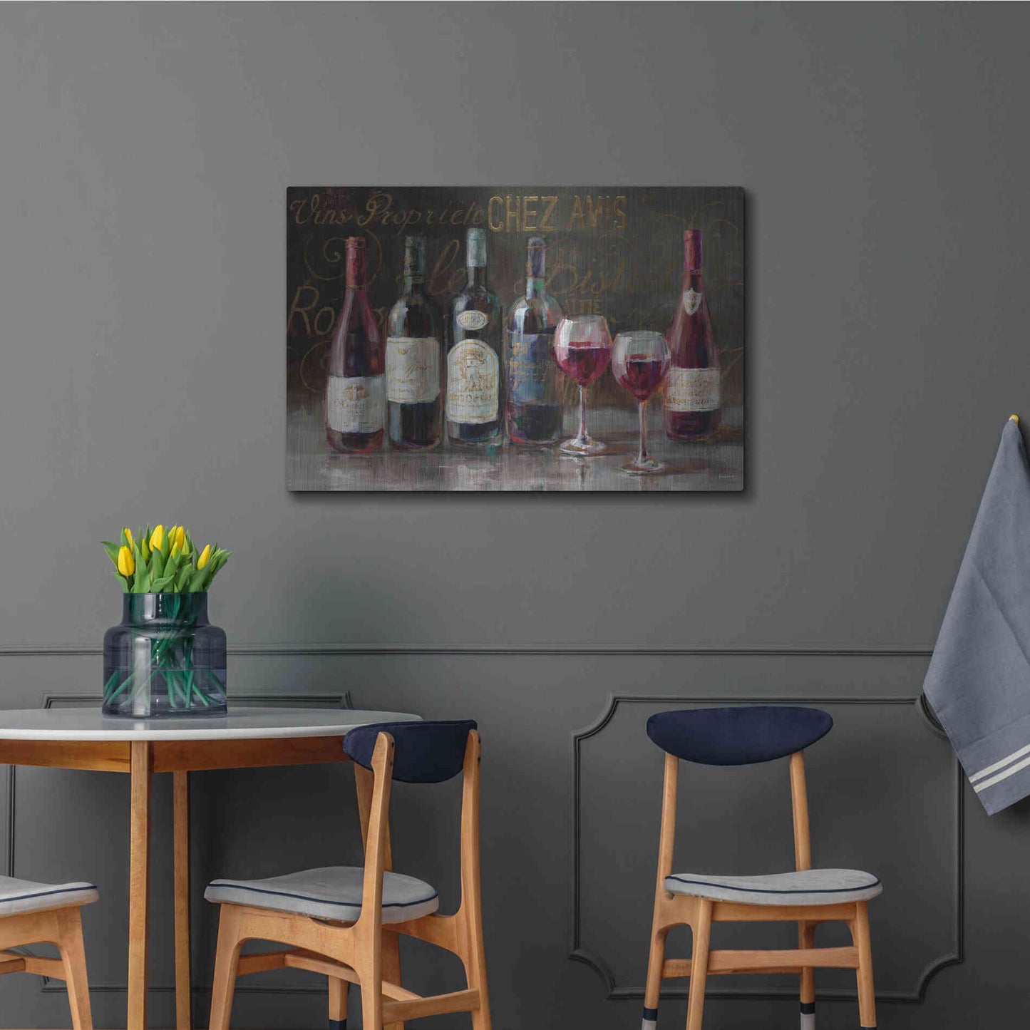 Luxe Metal Art 'Bistro Reds v.2 Crop' by Danhui Nai, Metal Wall Art,36x24