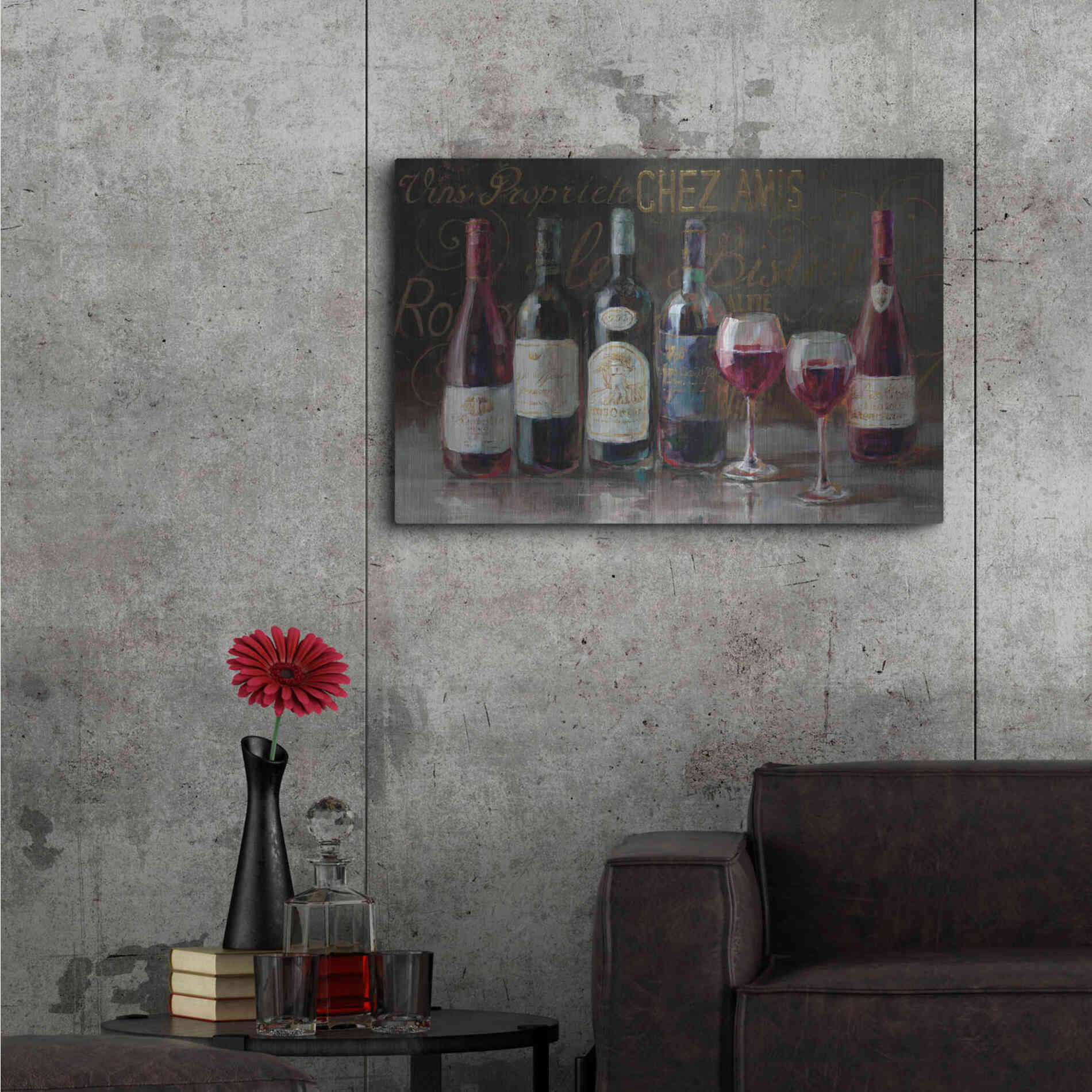 Luxe Metal Art 'Bistro Reds v.2 Crop' by Danhui Nai, Metal Wall Art,36x24