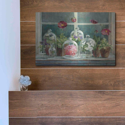 Luxe Metal Art 'Purple Poppies Windowsill Crop' by Danhui Nai, Metal Wall Art,16x12