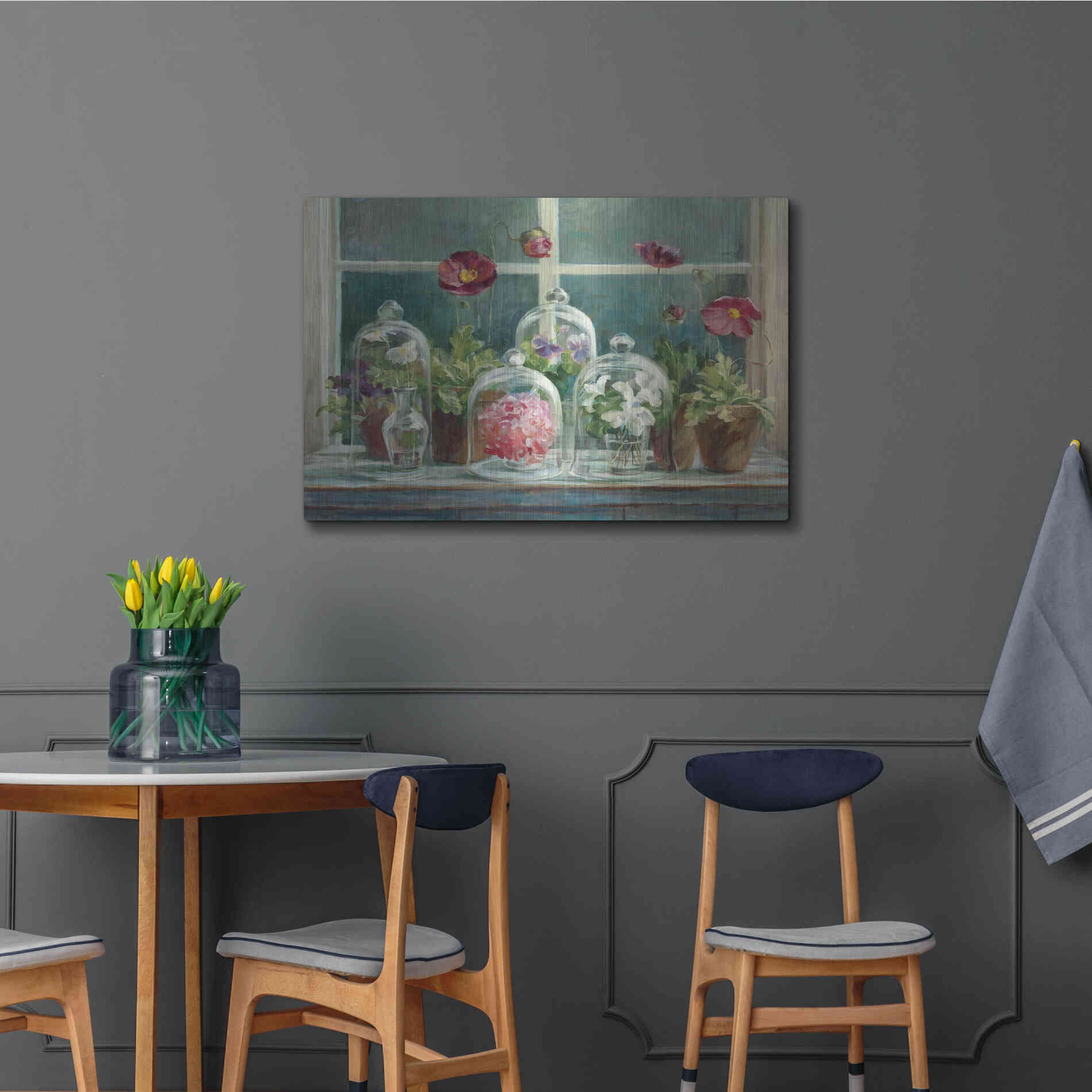 Luxe Metal Art 'Purple Poppies Windowsill Crop' by Danhui Nai, Metal Wall Art,36x24