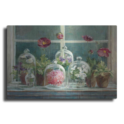 Luxe Metal Art 'Purple Poppies Windowsill Crop' by Danhui Nai, Metal Wall Art