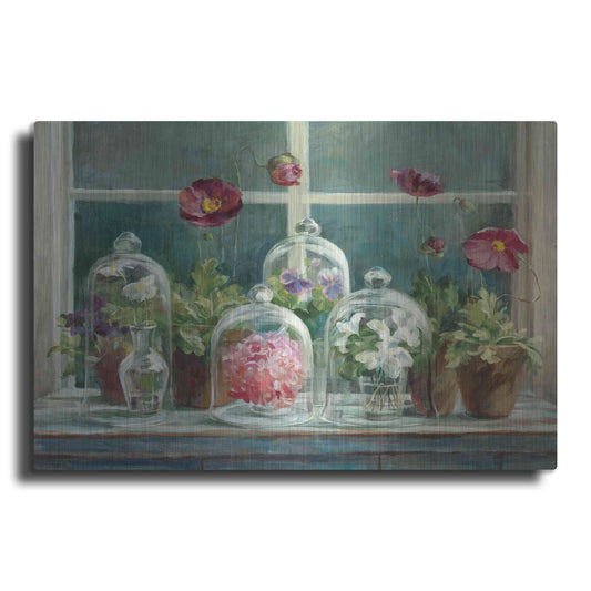 Luxe Metal Art 'Purple Poppies Windowsill Crop' by Danhui Nai, Metal Wall Art