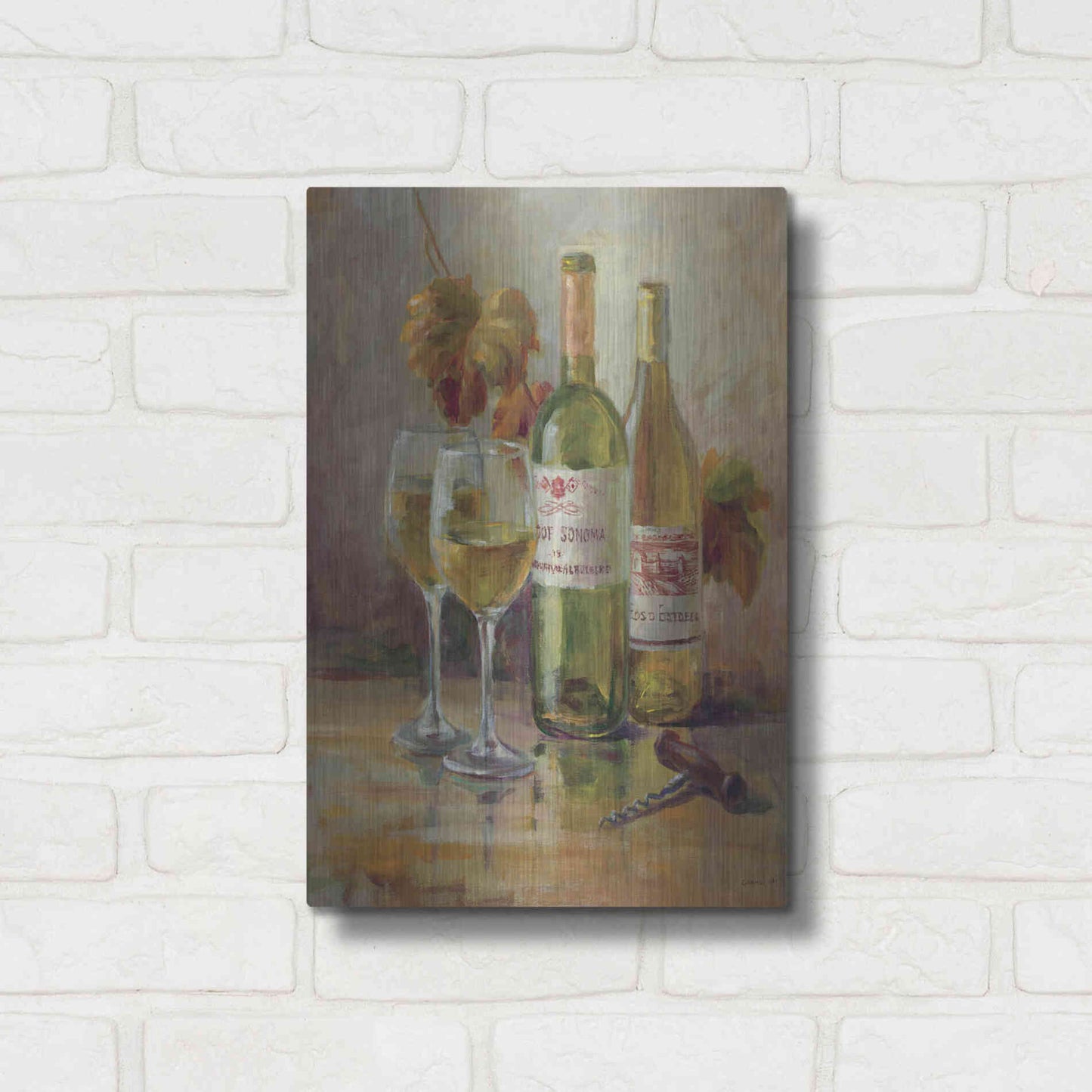Luxe Metal Art 'Opening the Wine II' by Danhui Nai, Metal Wall Art,12x16