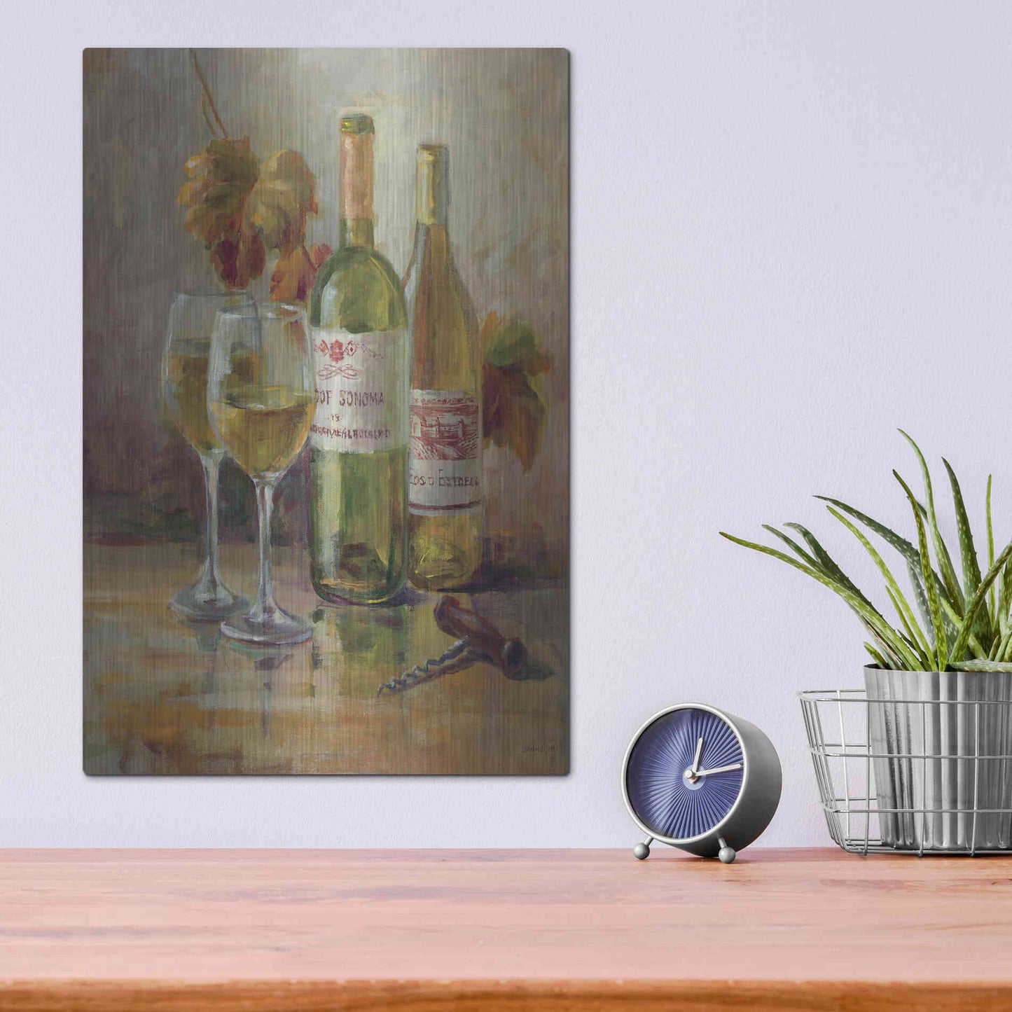 Luxe Metal Art 'Opening the Wine II' by Danhui Nai, Metal Wall Art,12x16