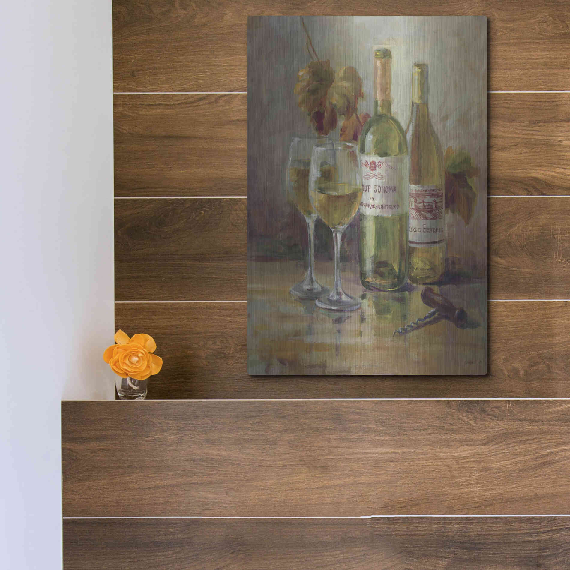 Luxe Metal Art 'Opening the Wine II' by Danhui Nai, Metal Wall Art,12x16