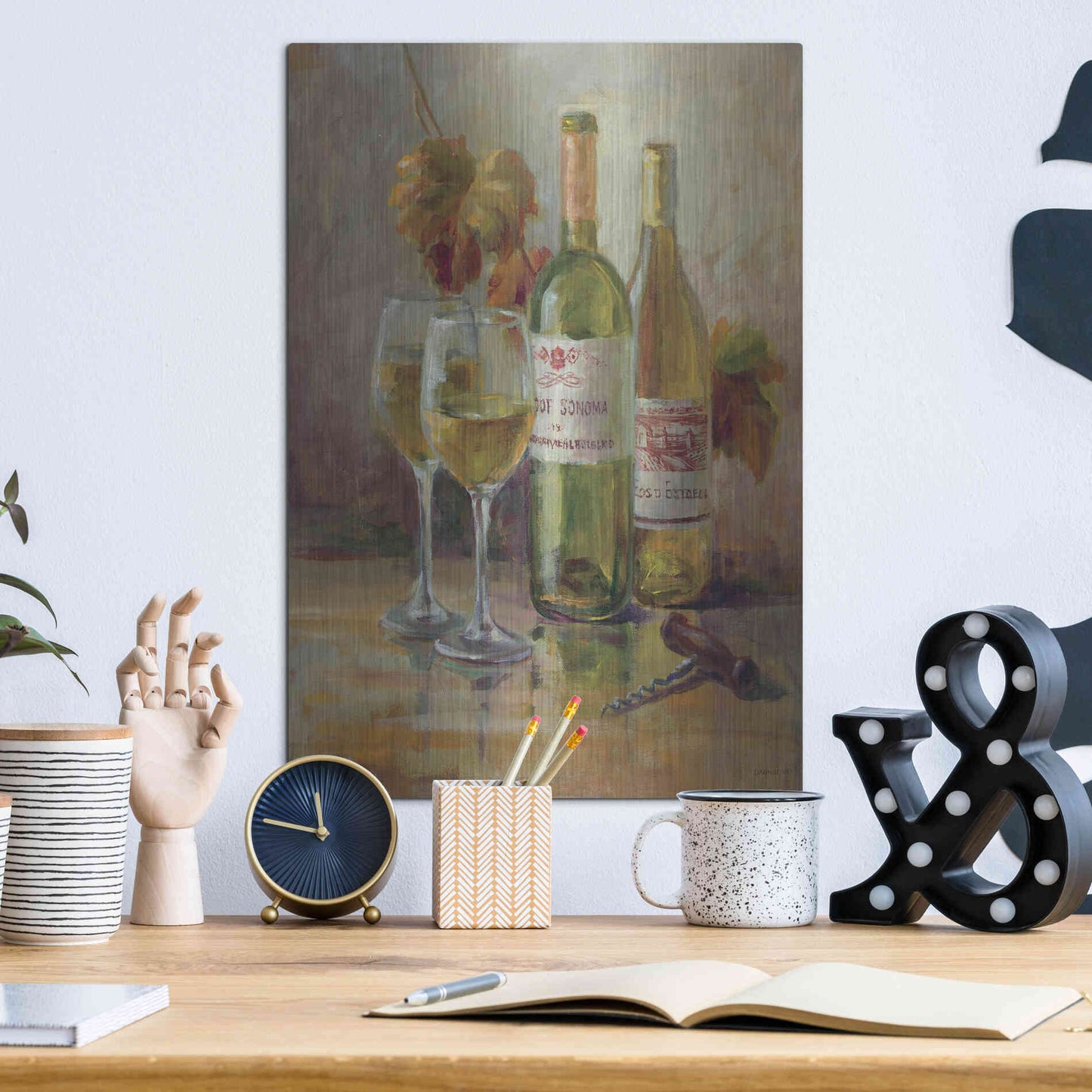 Luxe Metal Art 'Opening the Wine II' by Danhui Nai, Metal Wall Art,12x16