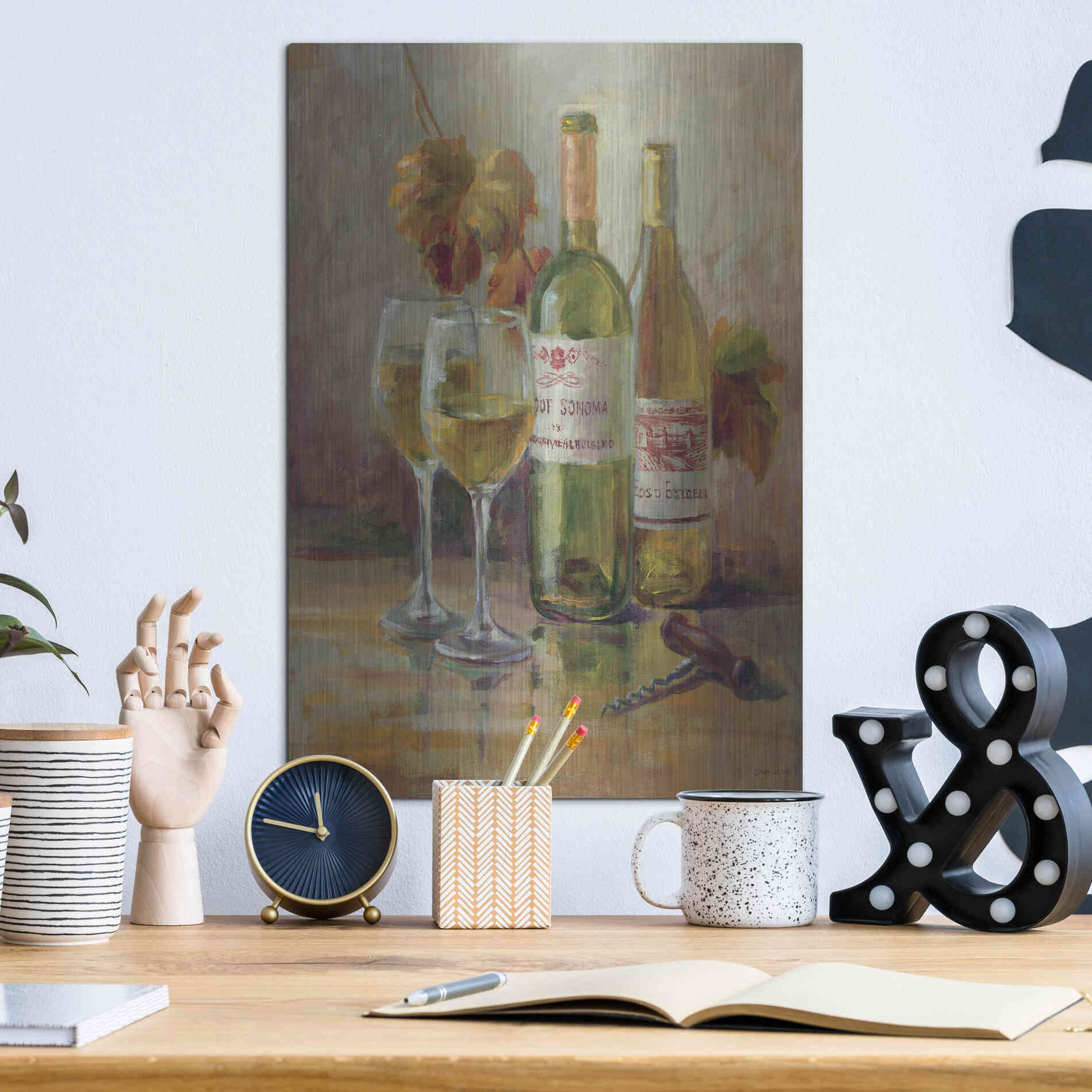 Luxe Metal Art 'Opening the Wine II' by Danhui Nai, Metal Wall Art,12x16