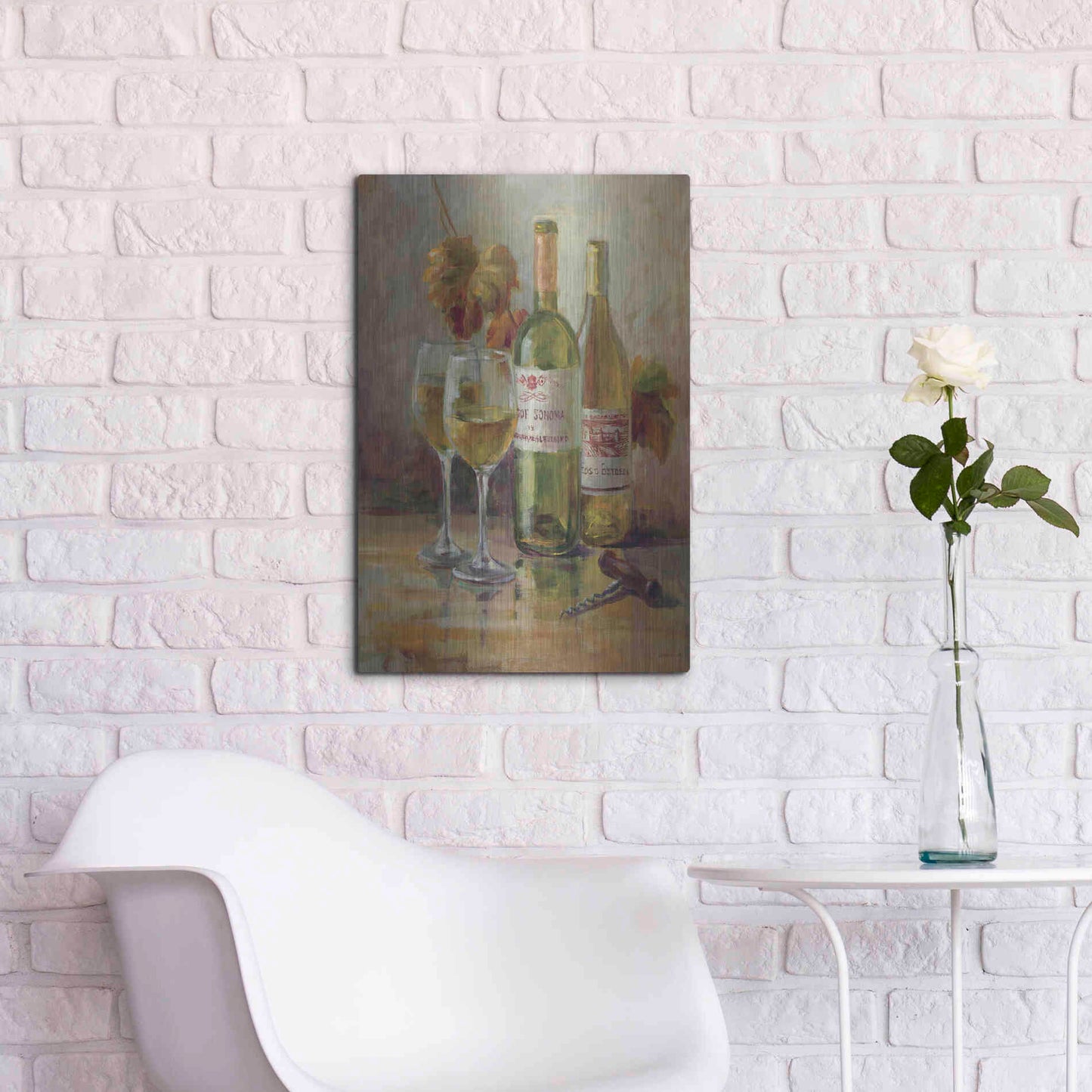 Luxe Metal Art 'Opening the Wine II' by Danhui Nai, Metal Wall Art,16x24