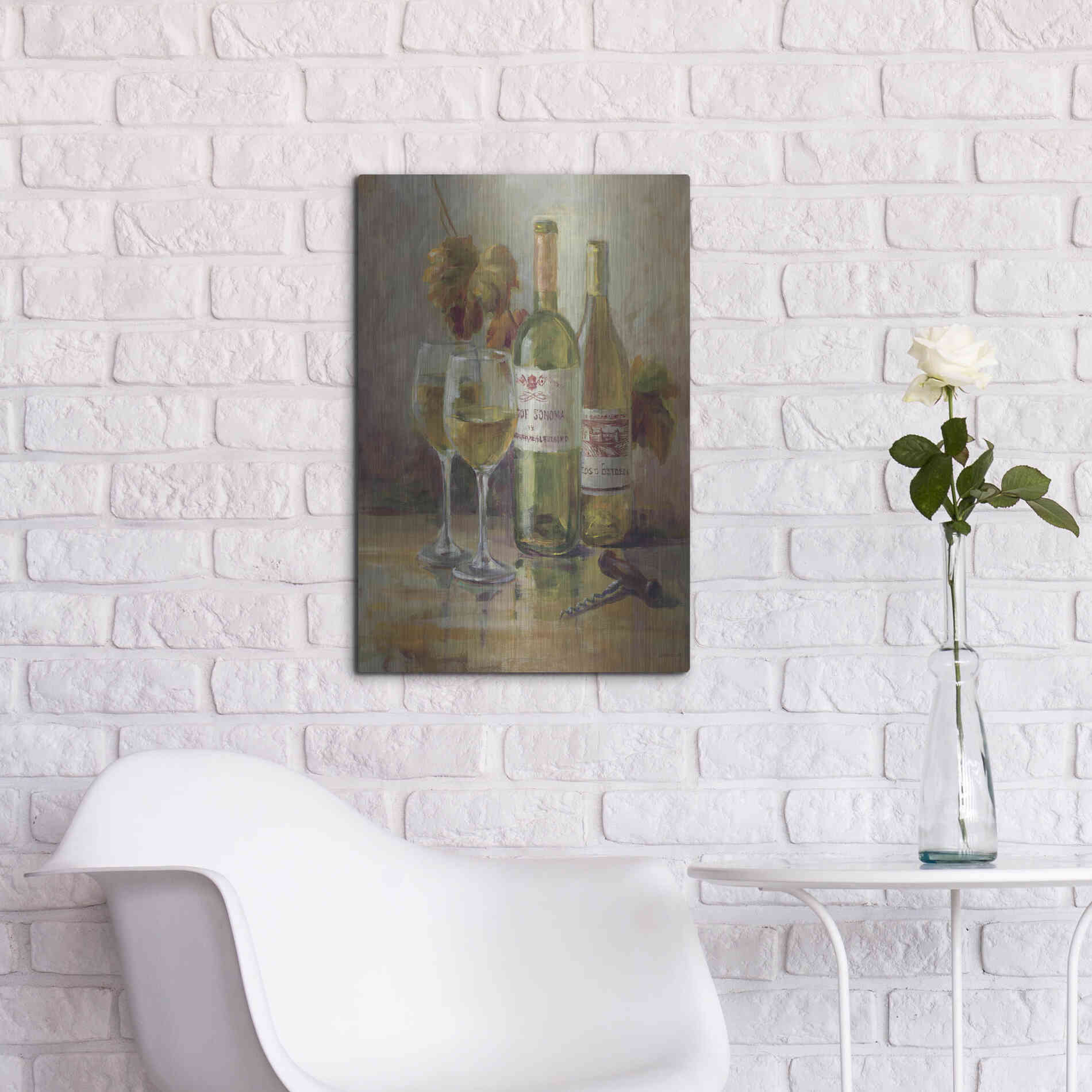 Luxe Metal Art 'Opening the Wine II' by Danhui Nai, Metal Wall Art,16x24