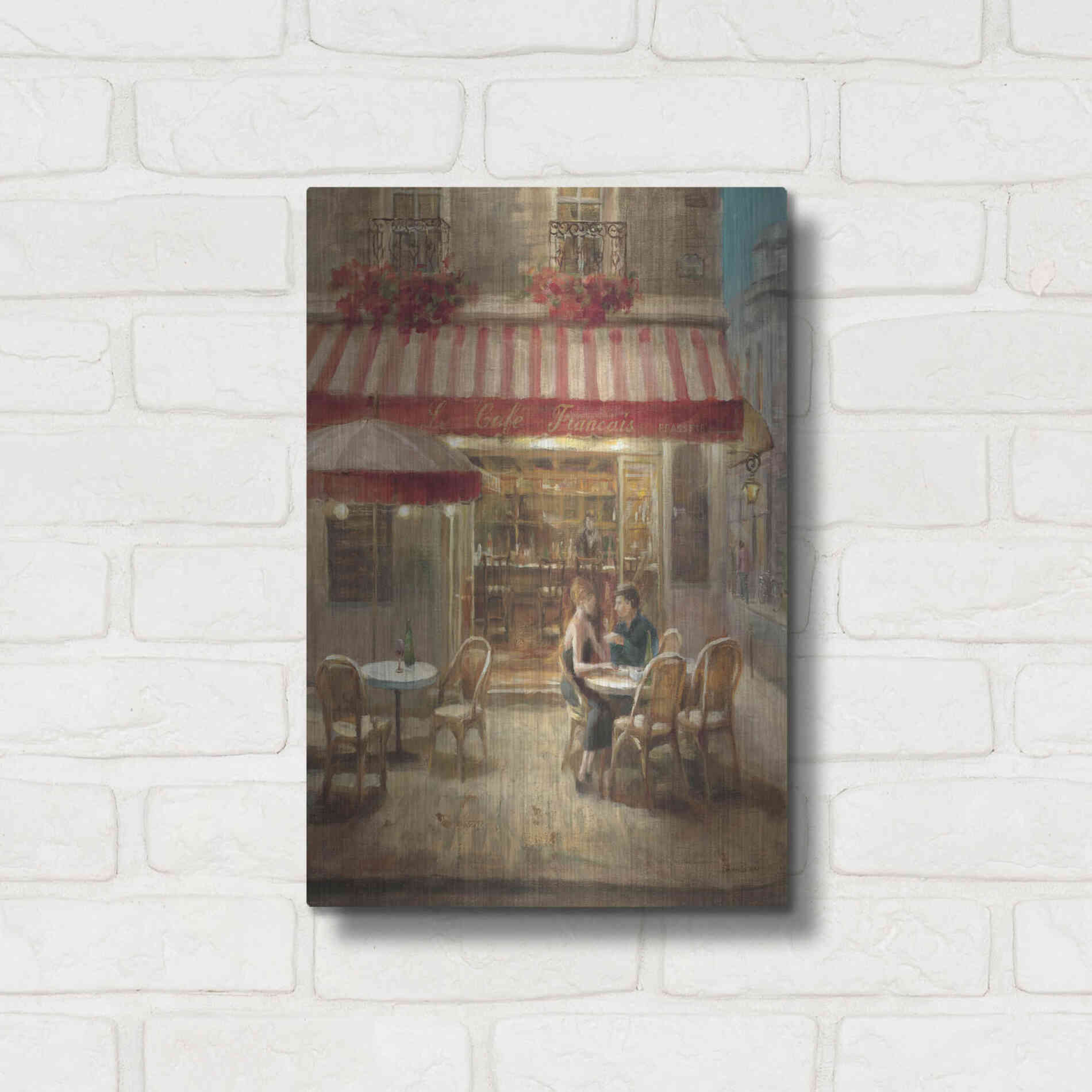 Luxe Metal Art 'Paris Cafe II Crop' by Danhui Nai, Metal Wall Art,12x16