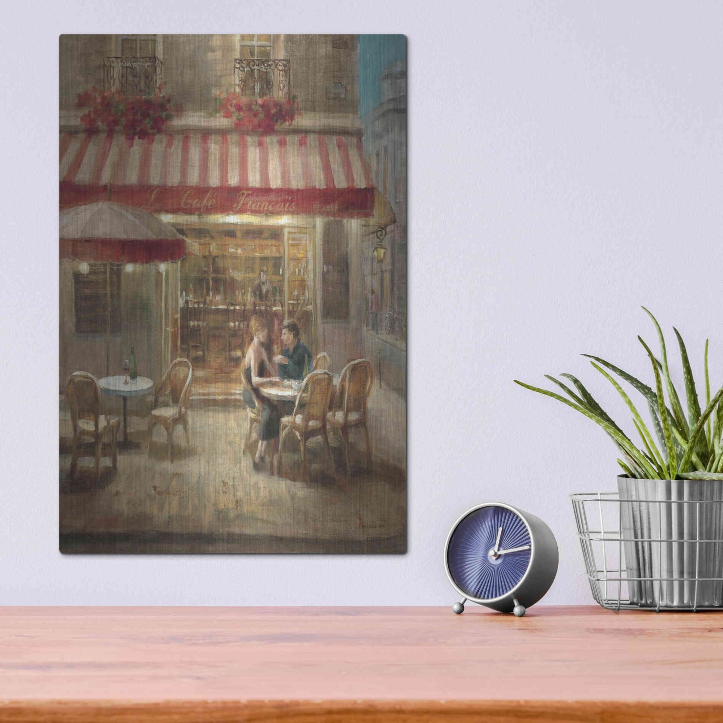Luxe Metal Art 'Paris Cafe II Crop' by Danhui Nai, Metal Wall Art,12x16