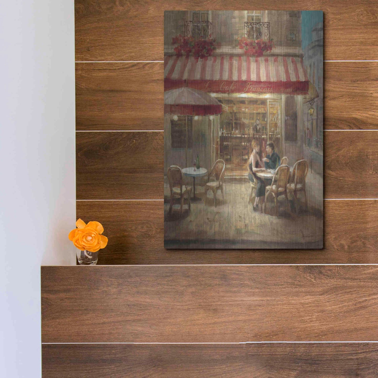 Luxe Metal Art 'Paris Cafe II Crop' by Danhui Nai, Metal Wall Art,12x16