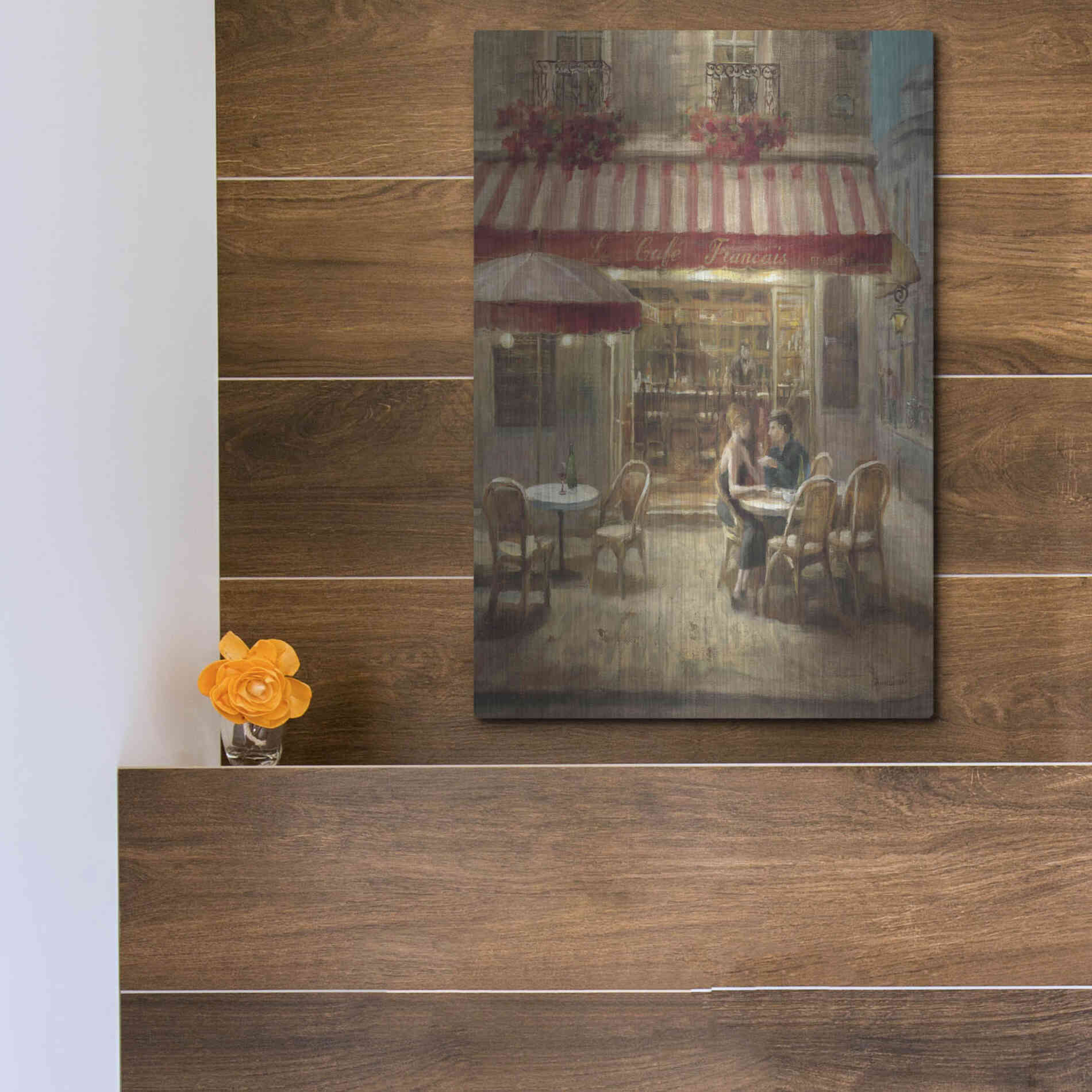 Luxe Metal Art 'Paris Cafe II Crop' by Danhui Nai, Metal Wall Art,12x16