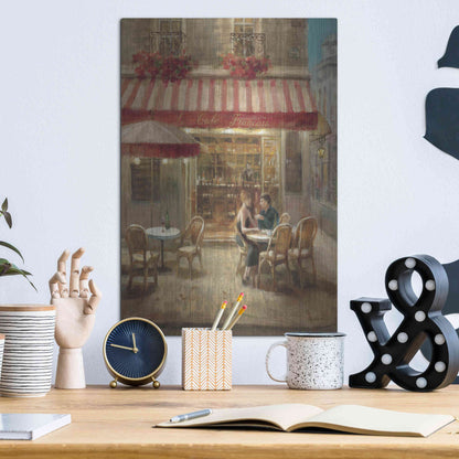 Luxe Metal Art 'Paris Cafe II Crop' by Danhui Nai, Metal Wall Art,12x16