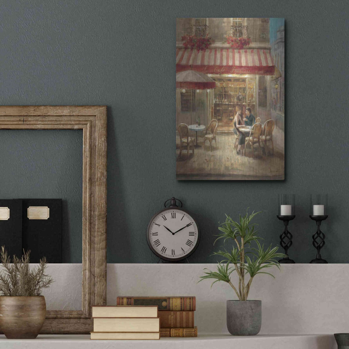 Luxe Metal Art 'Paris Cafe II Crop' by Danhui Nai, Metal Wall Art,12x16