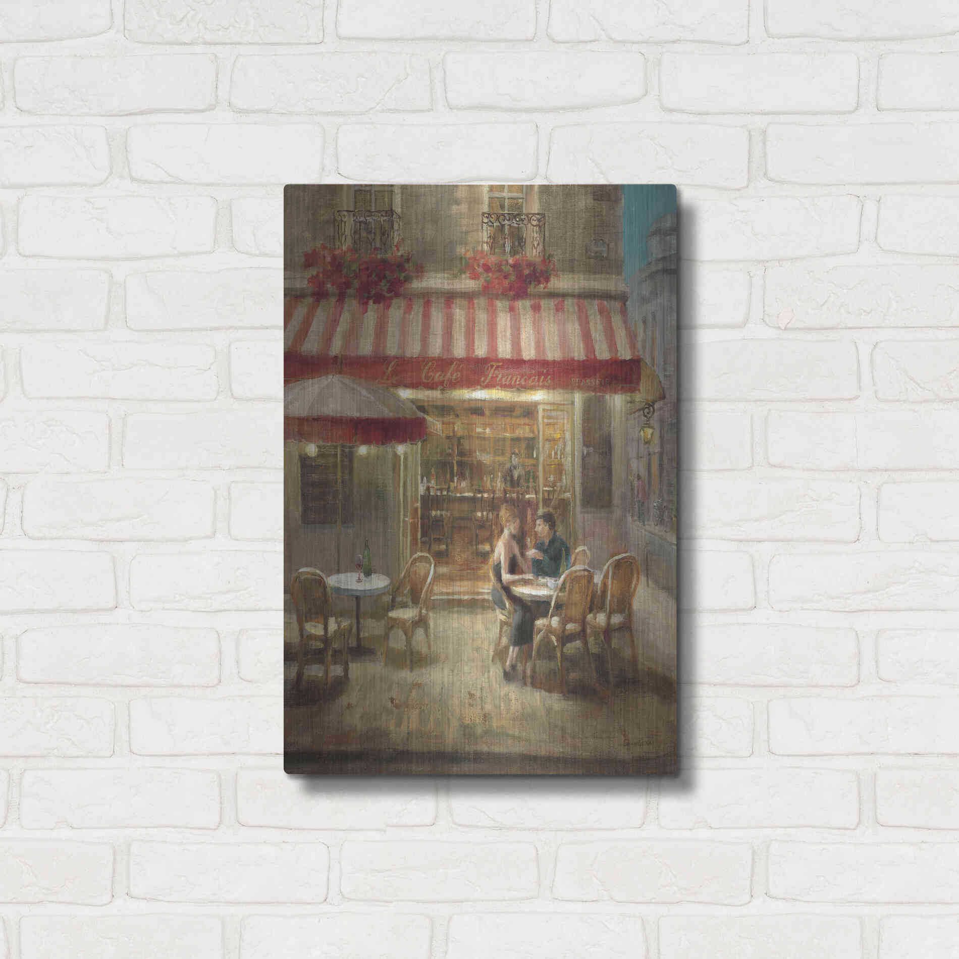 Luxe Metal Art 'Paris Cafe II Crop' by Danhui Nai, Metal Wall Art,16x24