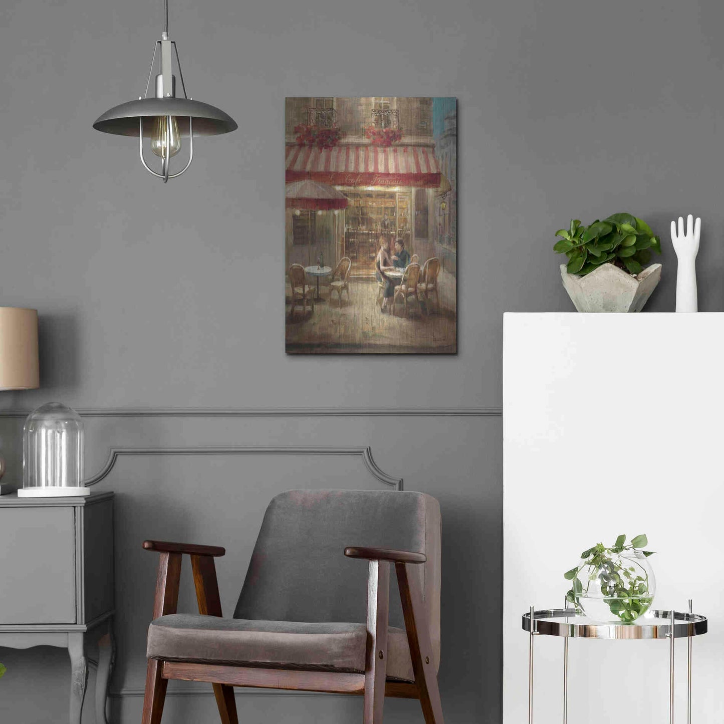 Luxe Metal Art 'Paris Cafe II Crop' by Danhui Nai, Metal Wall Art,16x24