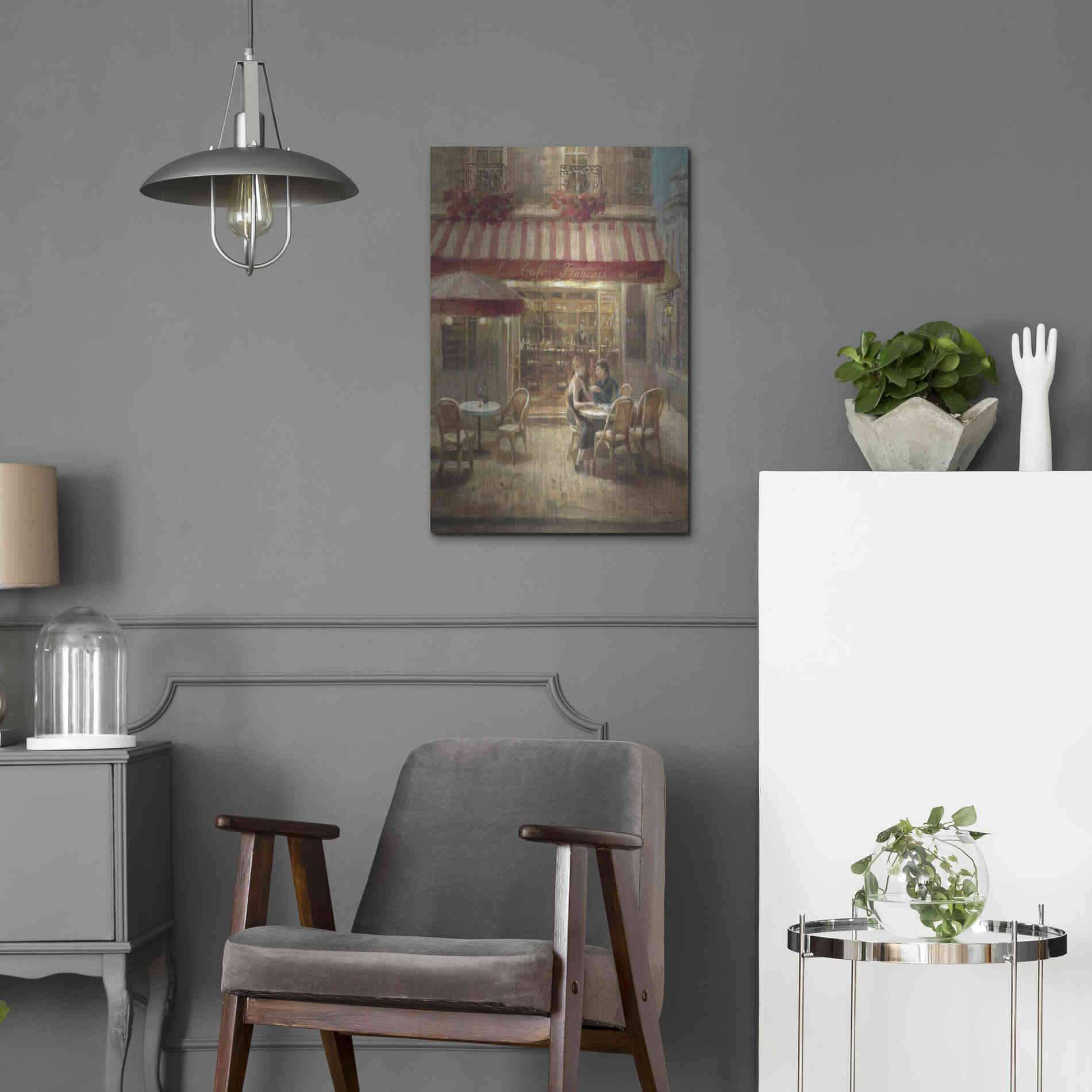 Luxe Metal Art 'Paris Cafe II Crop' by Danhui Nai, Metal Wall Art,16x24