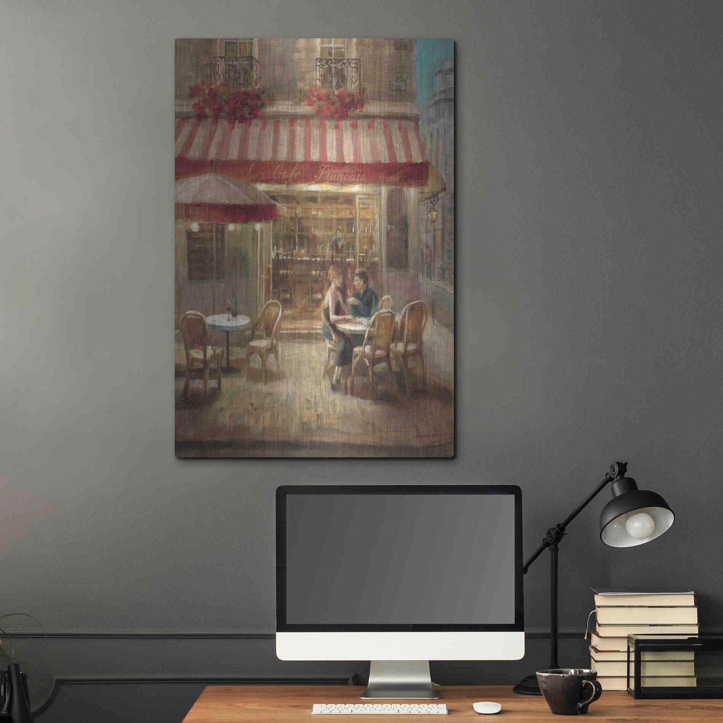 Luxe Metal Art 'Paris Cafe II Crop' by Danhui Nai, Metal Wall Art,24x36