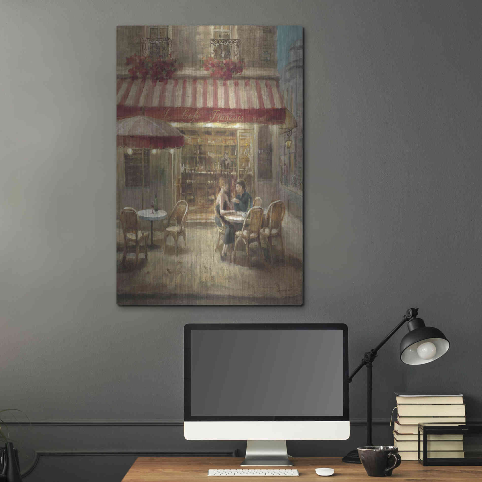 Luxe Metal Art 'Paris Cafe II Crop' by Danhui Nai, Metal Wall Art,24x36