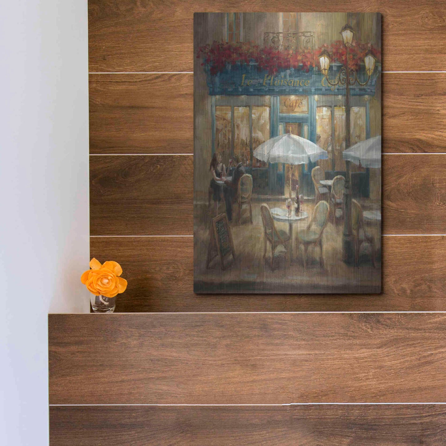 Luxe Metal Art 'Paris Cafe I Crop' by Danhui Nai, Metal Wall Art,12x16