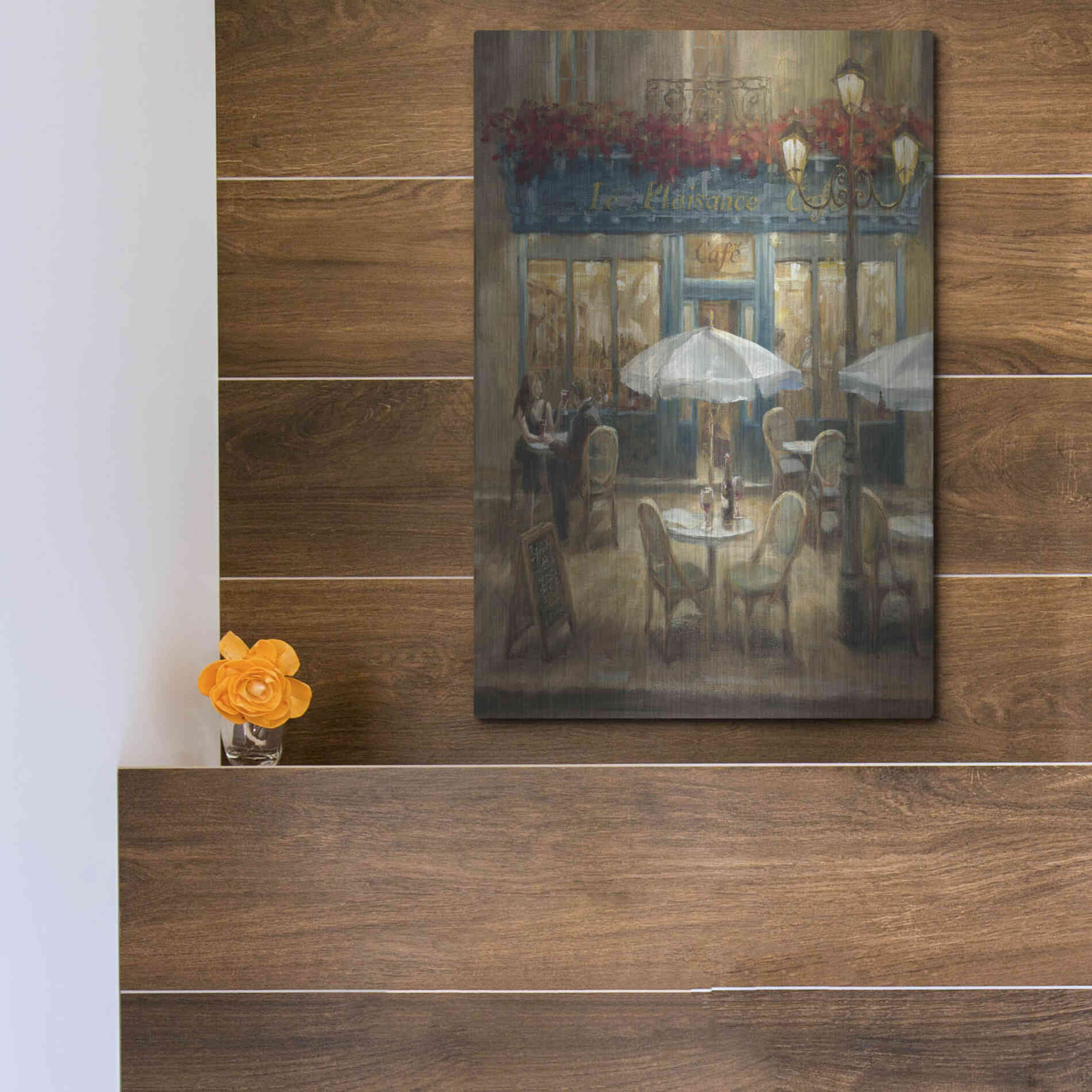 Luxe Metal Art 'Paris Cafe I Crop' by Danhui Nai, Metal Wall Art,16x24