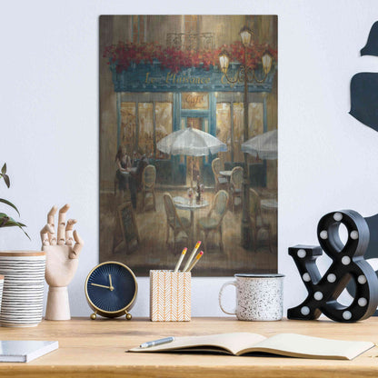 Luxe Metal Art 'Paris Cafe I Crop' by Danhui Nai, Metal Wall Art,12x16