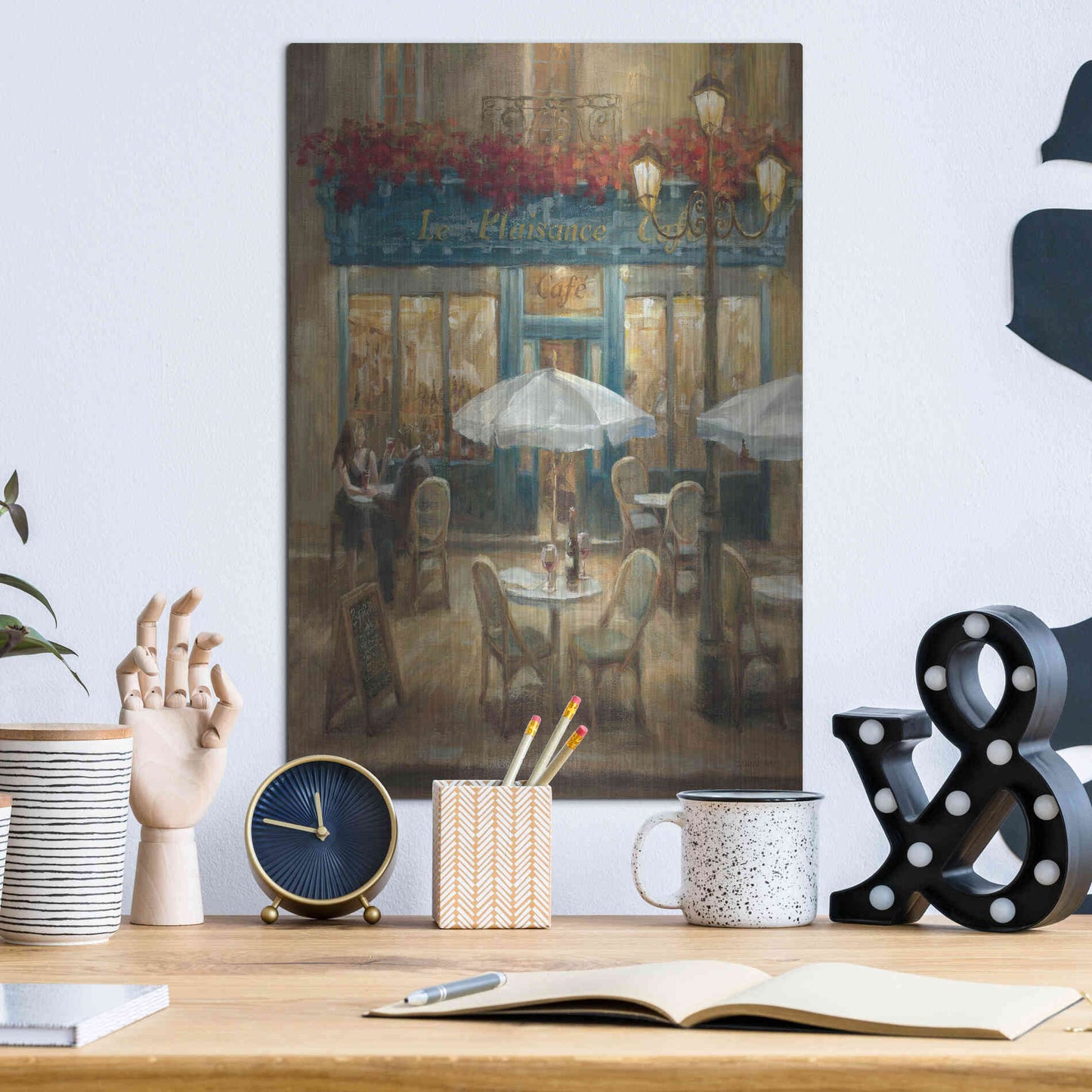 Luxe Metal Art 'Paris Cafe I Crop' by Danhui Nai, Metal Wall Art,16x24