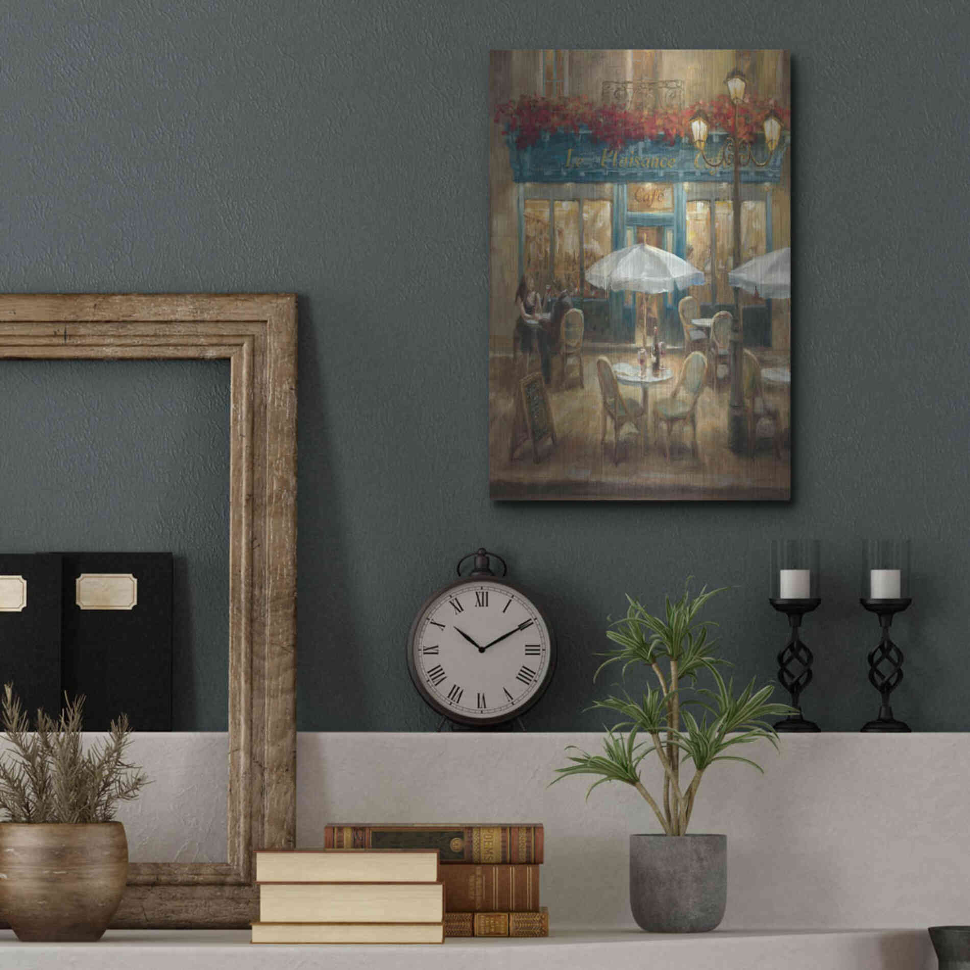 Luxe Metal Art 'Paris Cafe I Crop' by Danhui Nai, Metal Wall Art,16x24