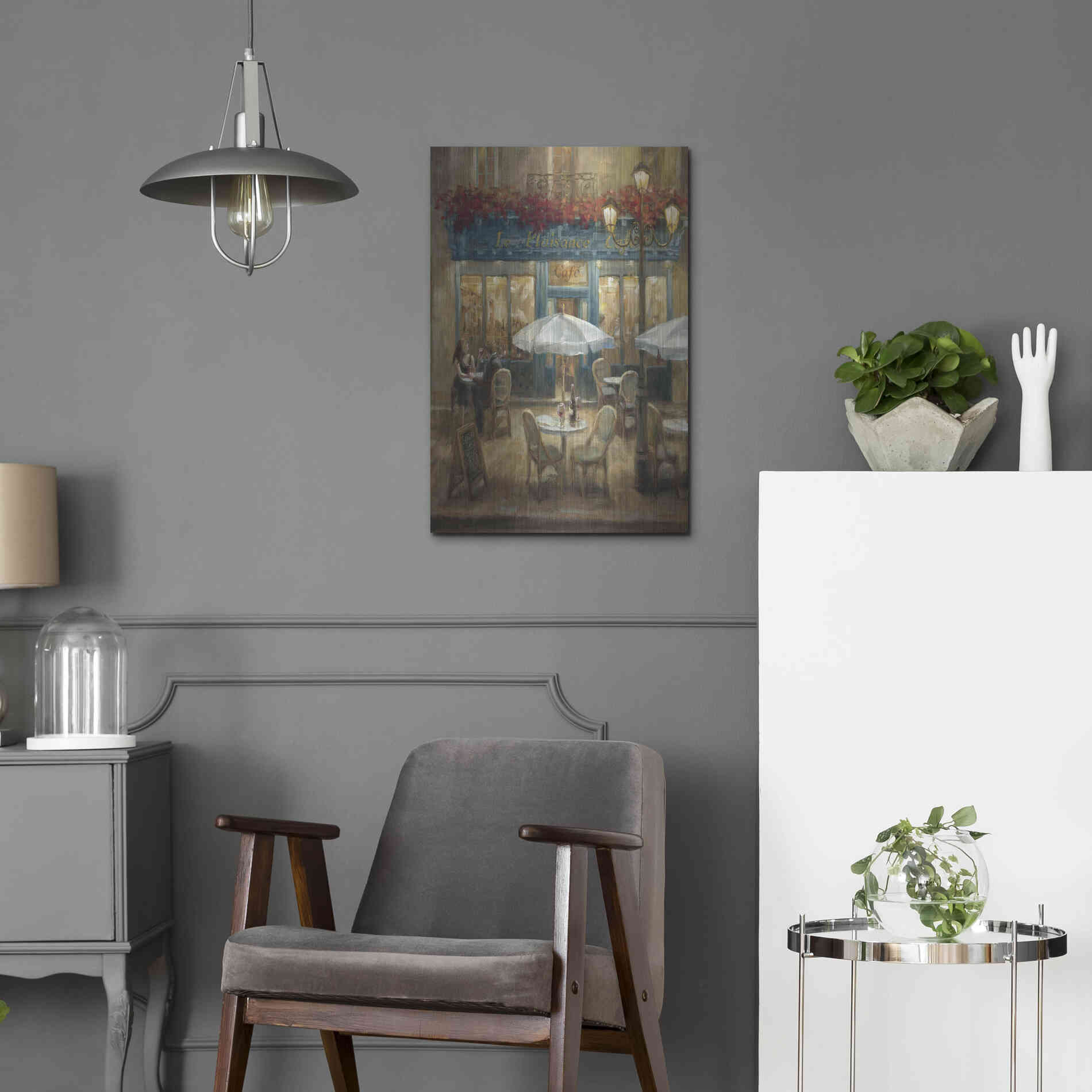 Luxe Metal Art 'Paris Cafe I Crop' by Danhui Nai, Metal Wall Art,16x24