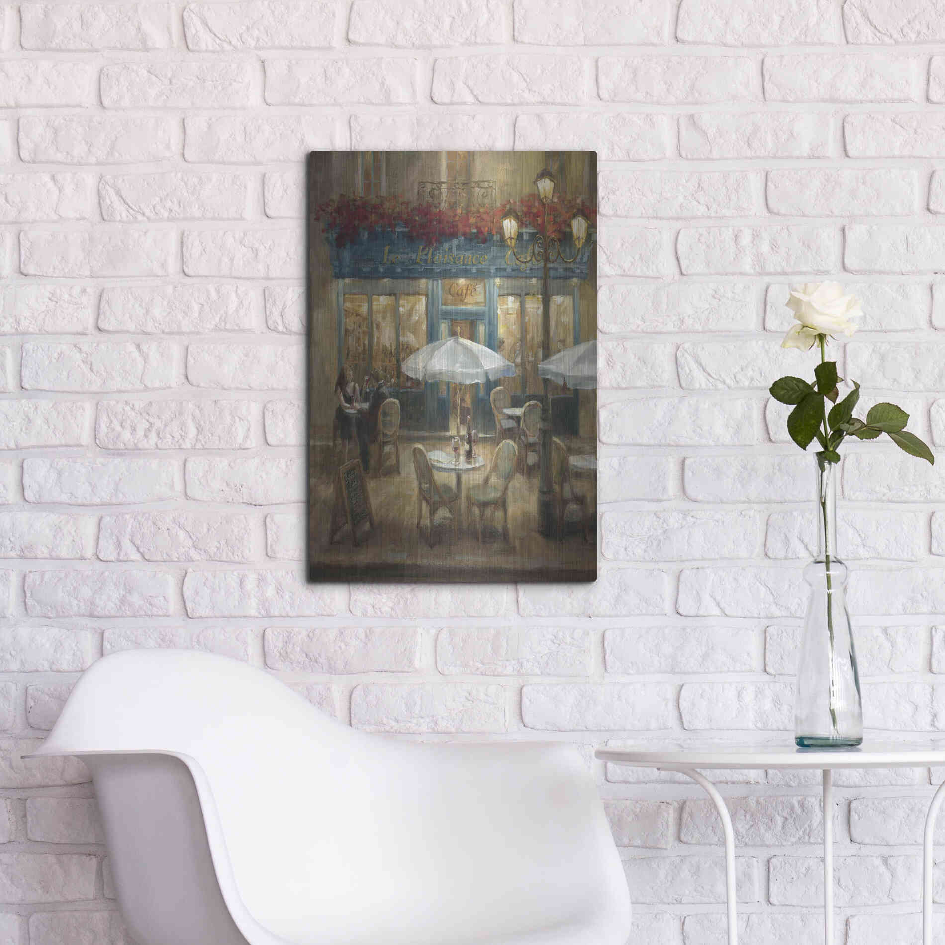 Luxe Metal Art 'Paris Cafe I Crop' by Danhui Nai, Metal Wall Art,16x24