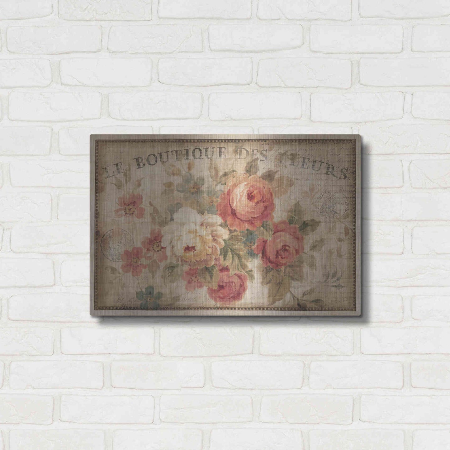 Luxe Metal Art 'Parisian Flowers III' by Danhui Nai, Metal Wall Art,24x16