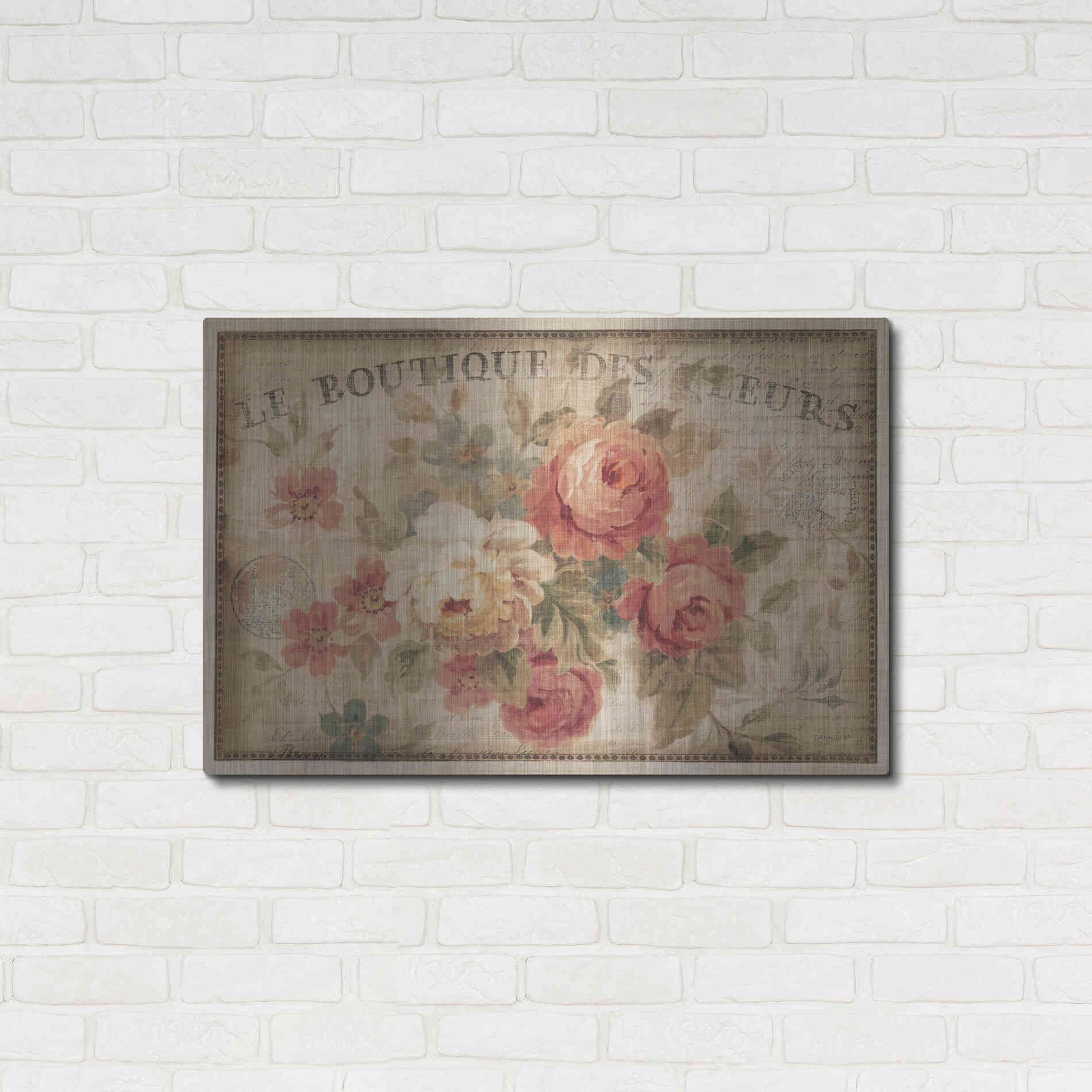 Luxe Metal Art 'Parisian Flowers III' by Danhui Nai, Metal Wall Art,36x24