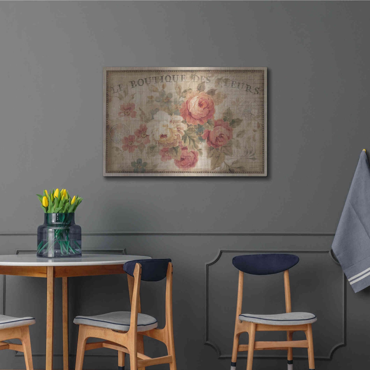 Luxe Metal Art 'Parisian Flowers III' by Danhui Nai, Metal Wall Art,36x24