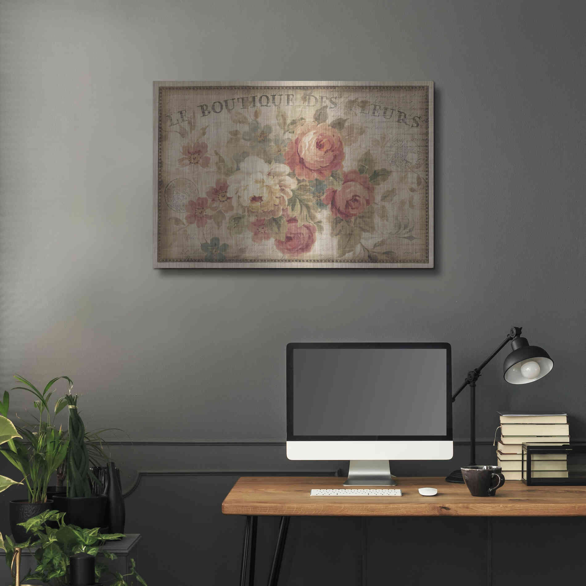 Luxe Metal Art 'Parisian Flowers III' by Danhui Nai, Metal Wall Art,36x24