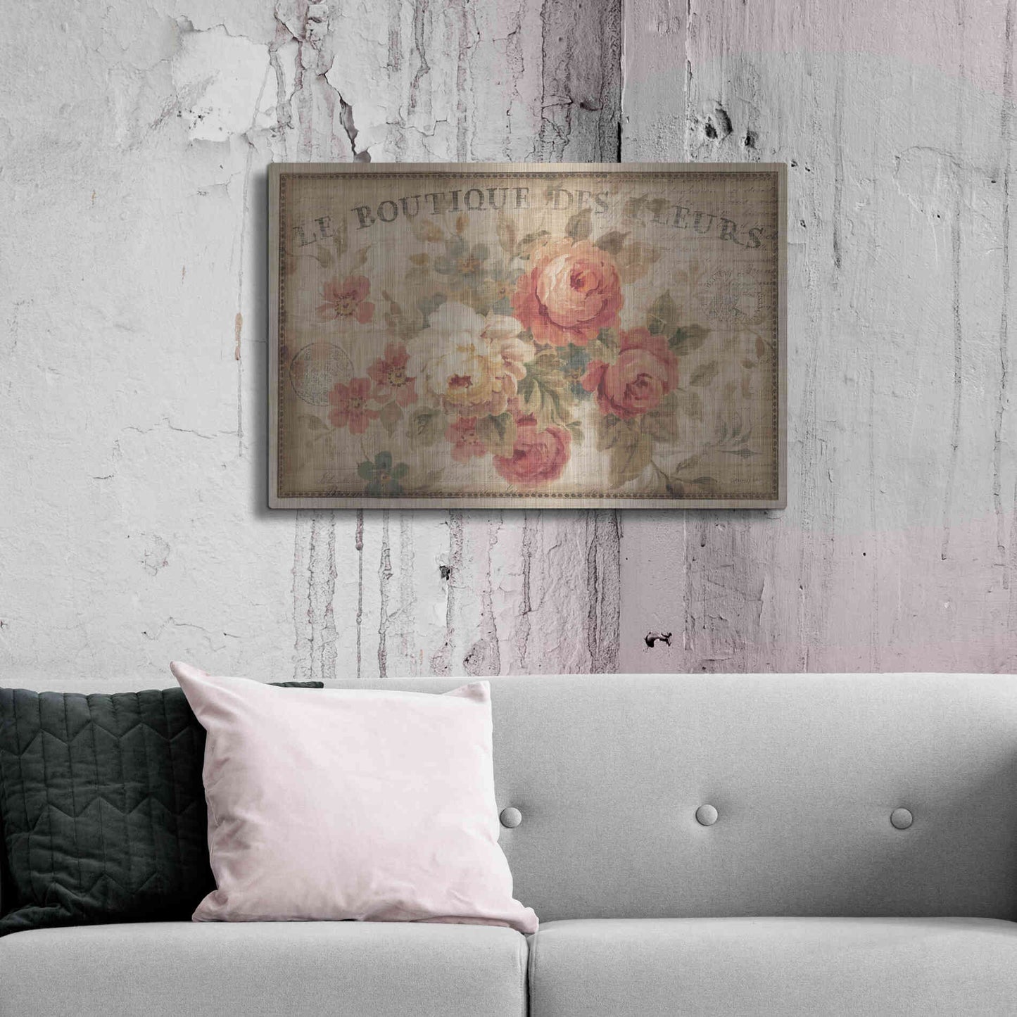 Luxe Metal Art 'Parisian Flowers III' by Danhui Nai, Metal Wall Art,36x24