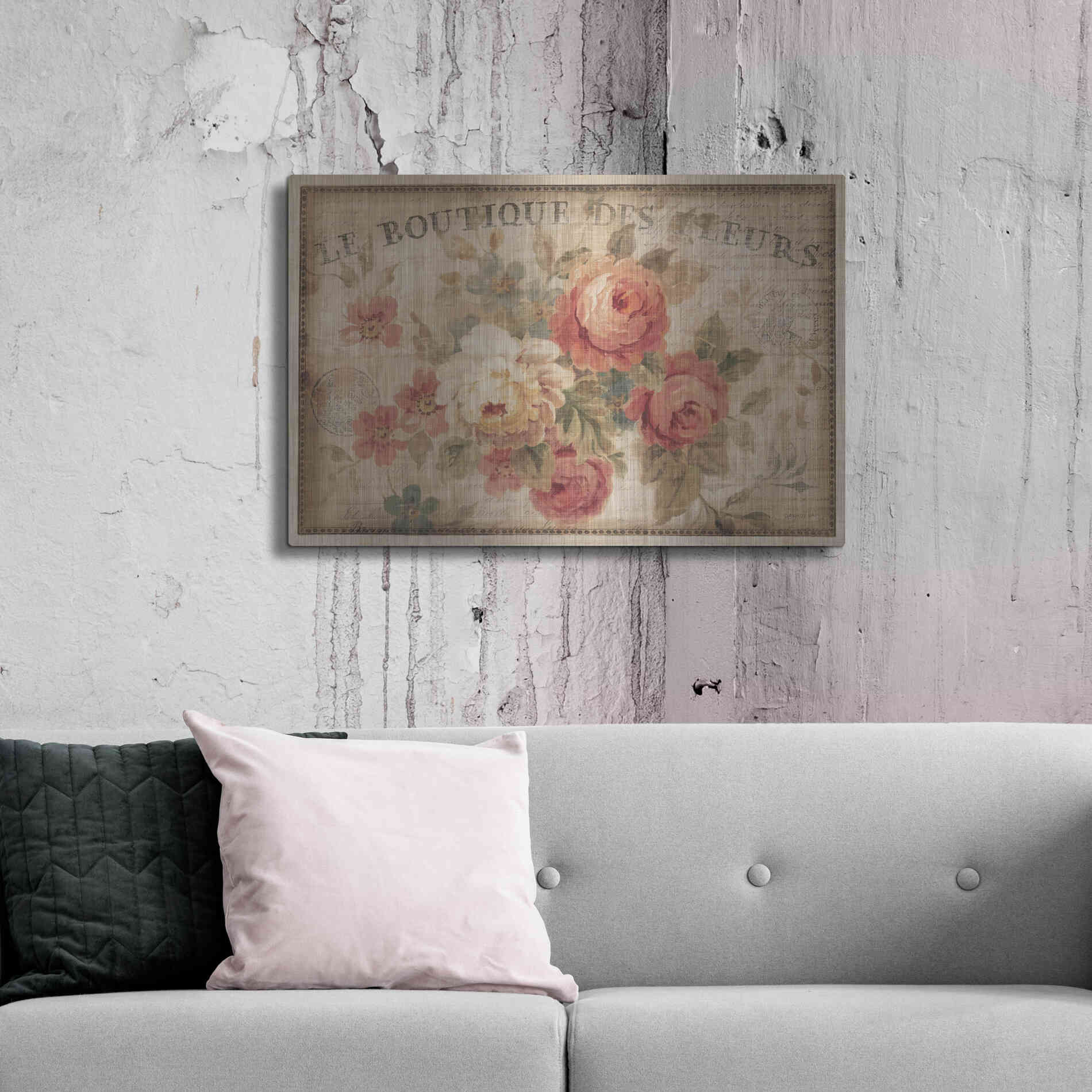 Luxe Metal Art 'Parisian Flowers III' by Danhui Nai, Metal Wall Art,36x24