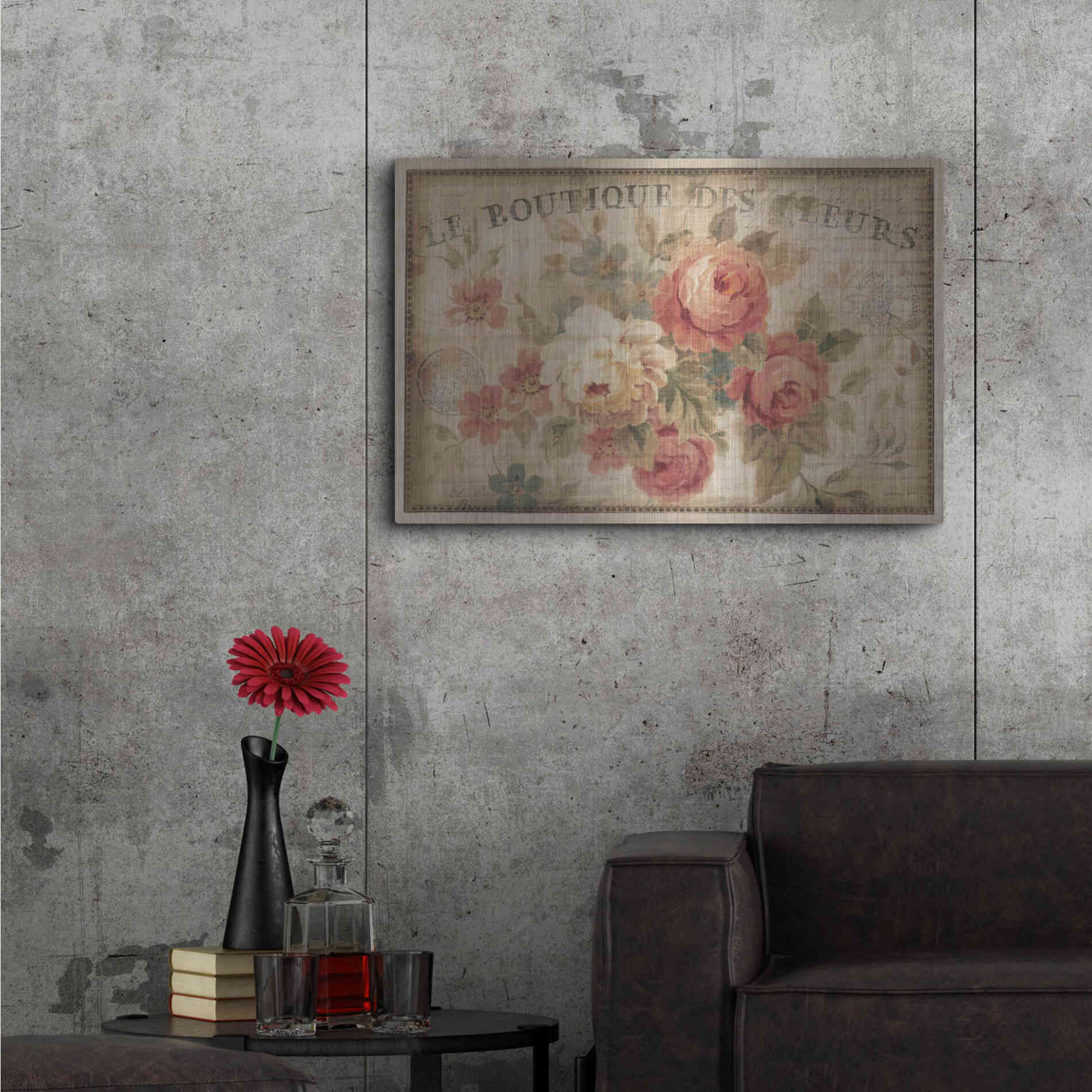 Luxe Metal Art 'Parisian Flowers III' by Danhui Nai, Metal Wall Art,36x24