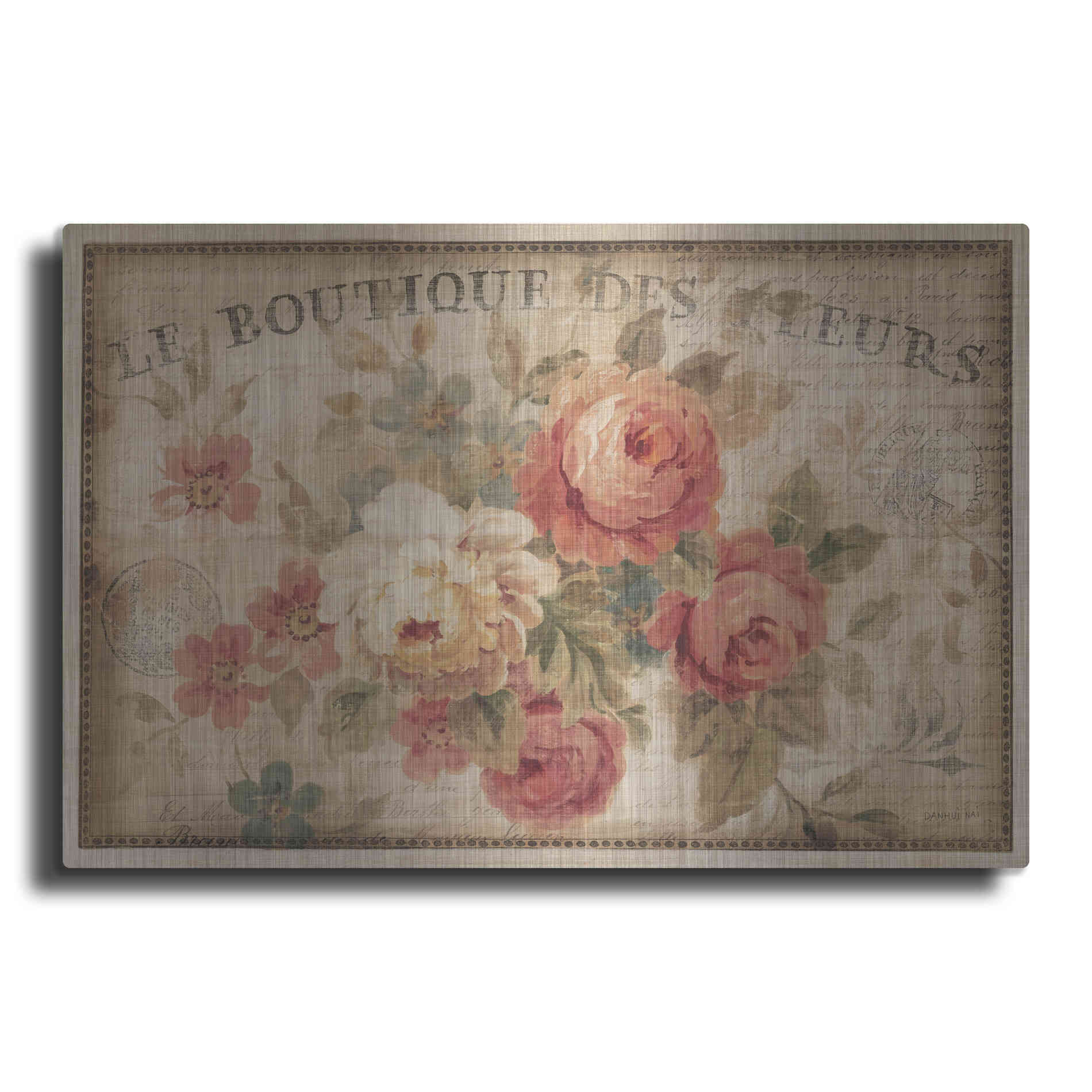 Luxe Metal Art 'Parisian Flowers III' by Danhui Nai, Metal Wall Art