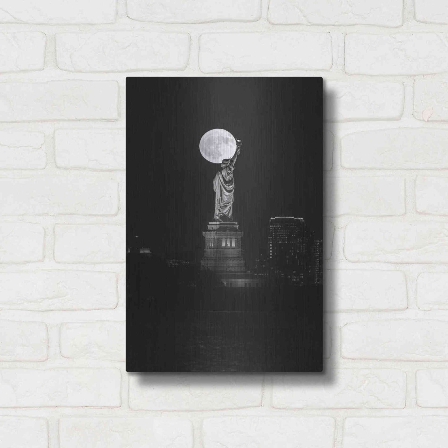 Luxe Metal Art 'Full Moon New York' by Bruce Getty, Metal Wall Art,12x16