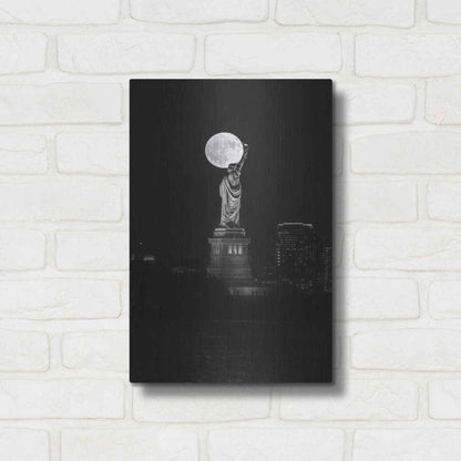 Luxe Metal Art 'Full Moon New York' by Bruce Getty, Metal Wall Art,12x16