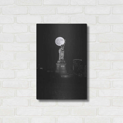 Luxe Metal Art 'Full Moon New York' by Bruce Getty, Metal Wall Art,16x24