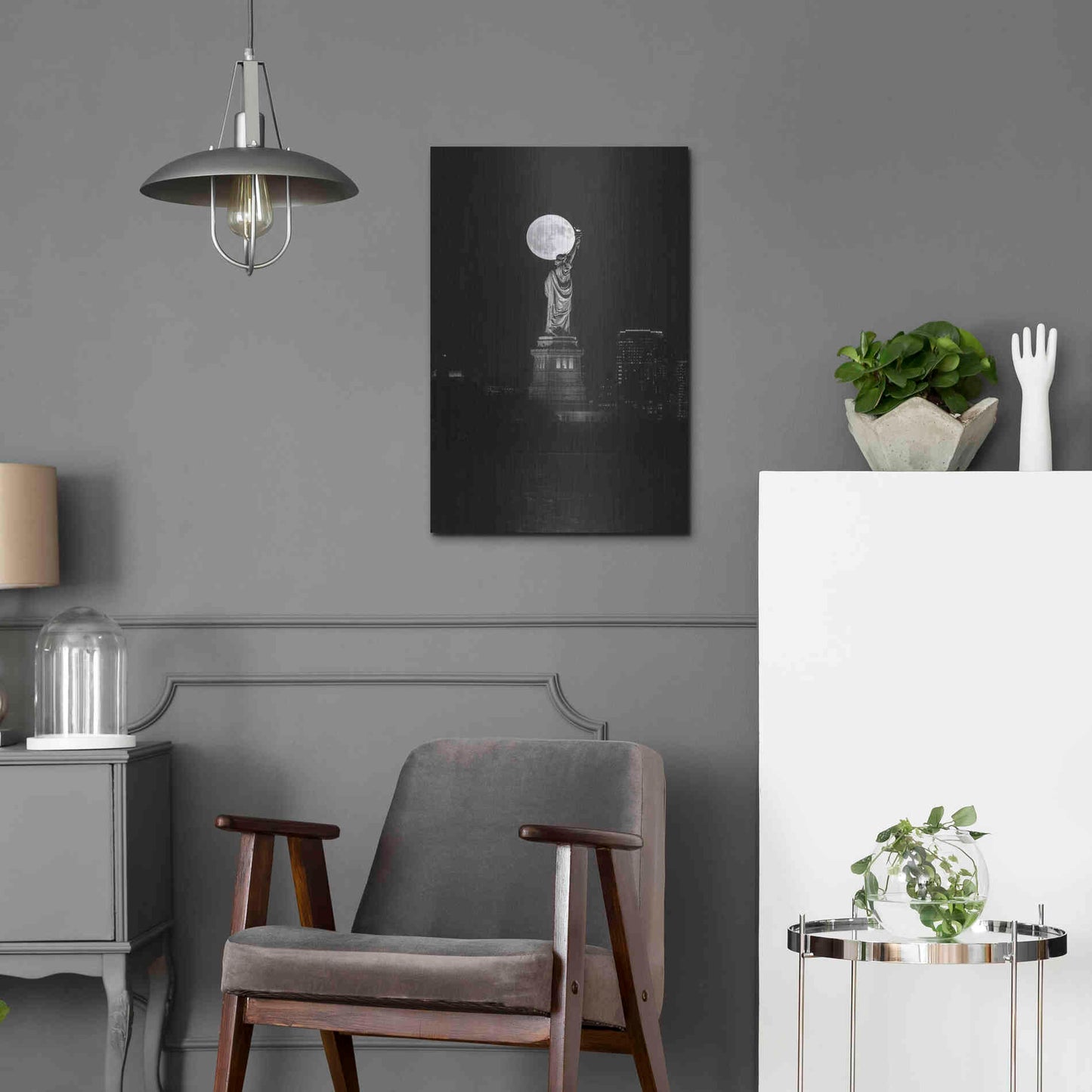 Luxe Metal Art 'Full Moon New York' by Bruce Getty, Metal Wall Art,16x24