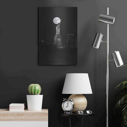 Luxe Metal Art 'Full Moon New York' by Bruce Getty, Metal Wall Art,16x24