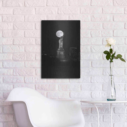 Luxe Metal Art 'Full Moon New York' by Bruce Getty, Metal Wall Art,16x24