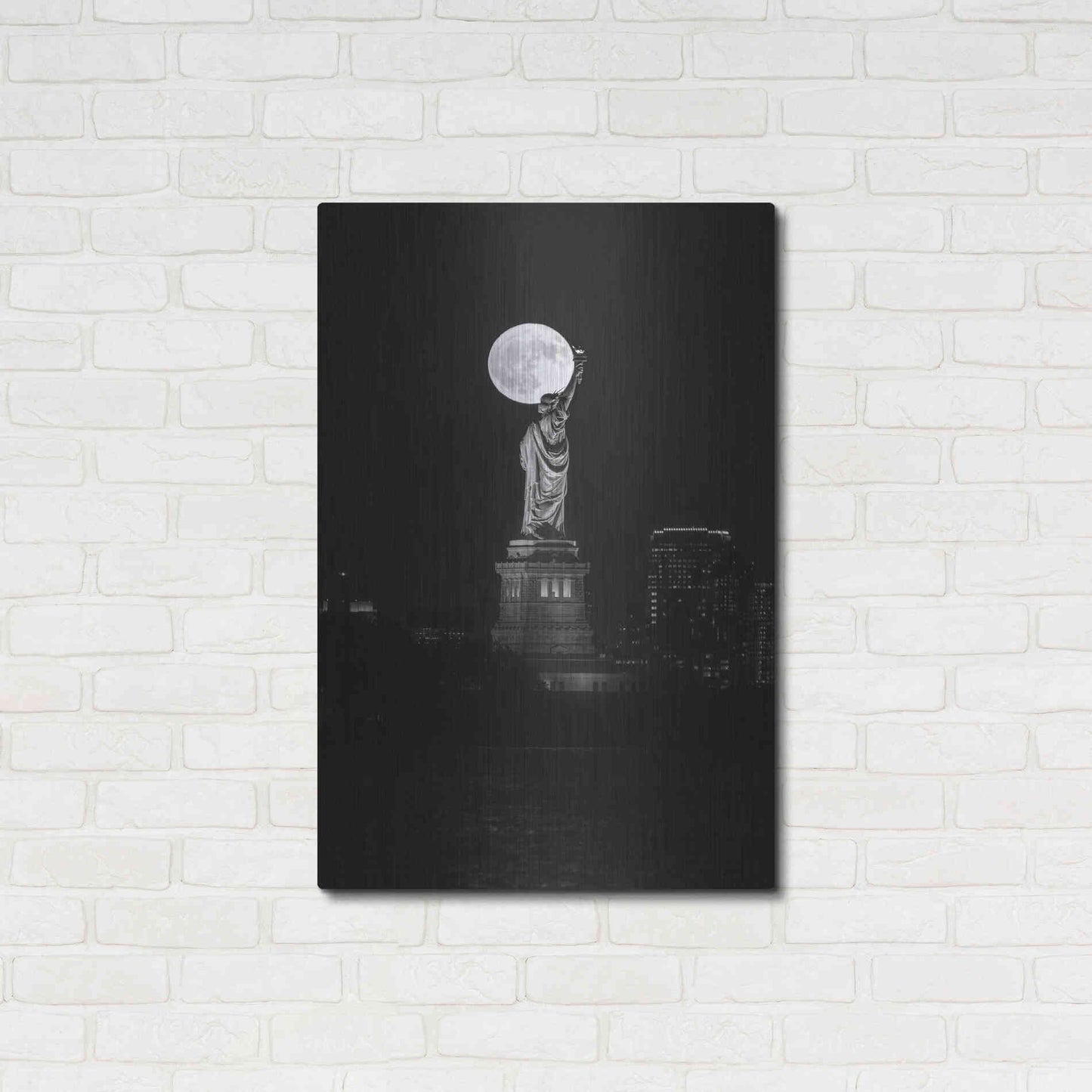 Luxe Metal Art 'Full Moon New York' by Bruce Getty, Metal Wall Art,24x36