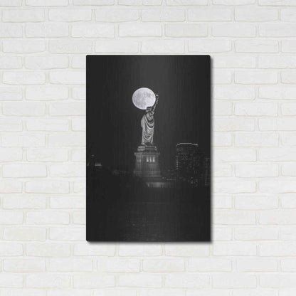 Luxe Metal Art 'Full Moon New York' by Bruce Getty, Metal Wall Art,24x36