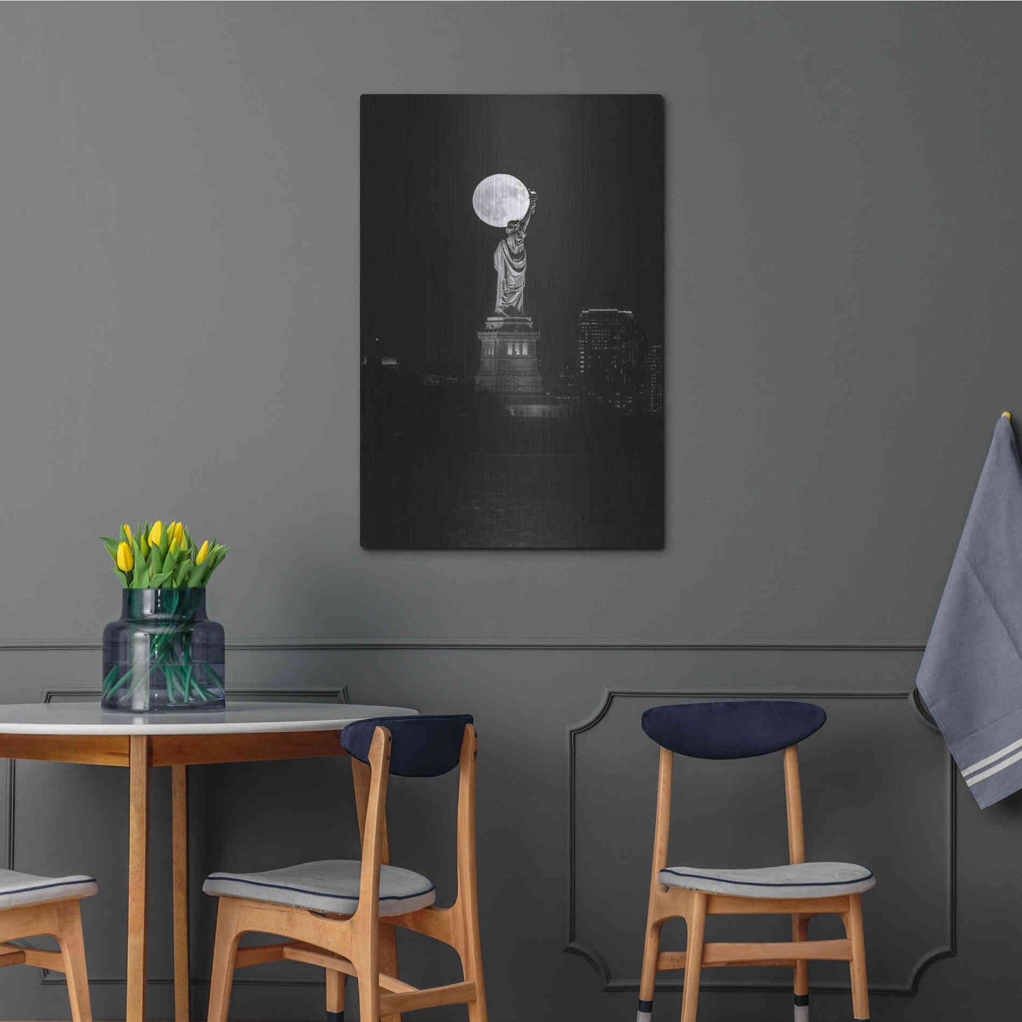 Luxe Metal Art 'Full Moon New York' by Bruce Getty, Metal Wall Art,24x36